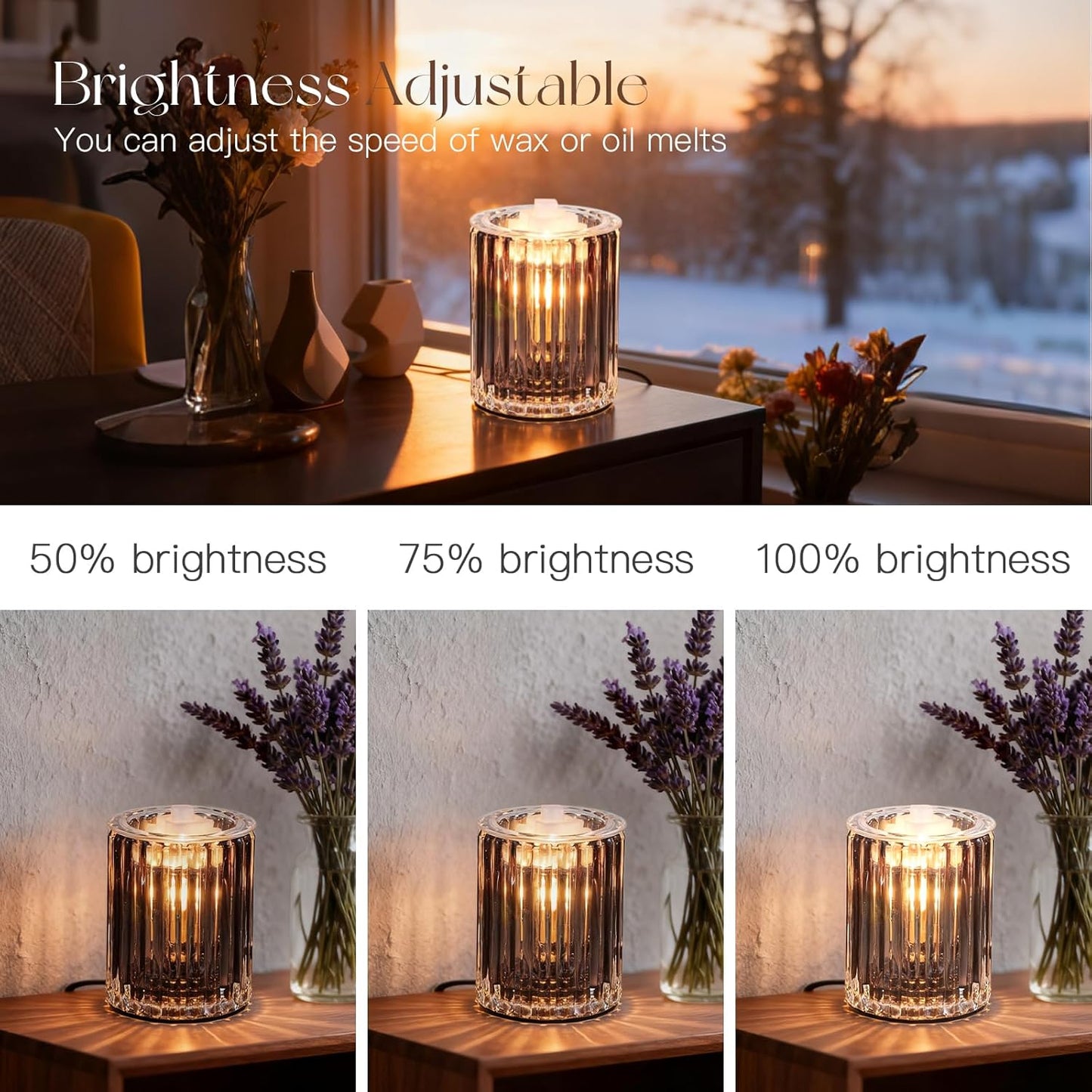 Wax Melt Warmer with Timer: Wax Melter for Scented Candle Electric Glass Candle Burner with 2 Light Bulbs Housewarming New Home Decor for Women