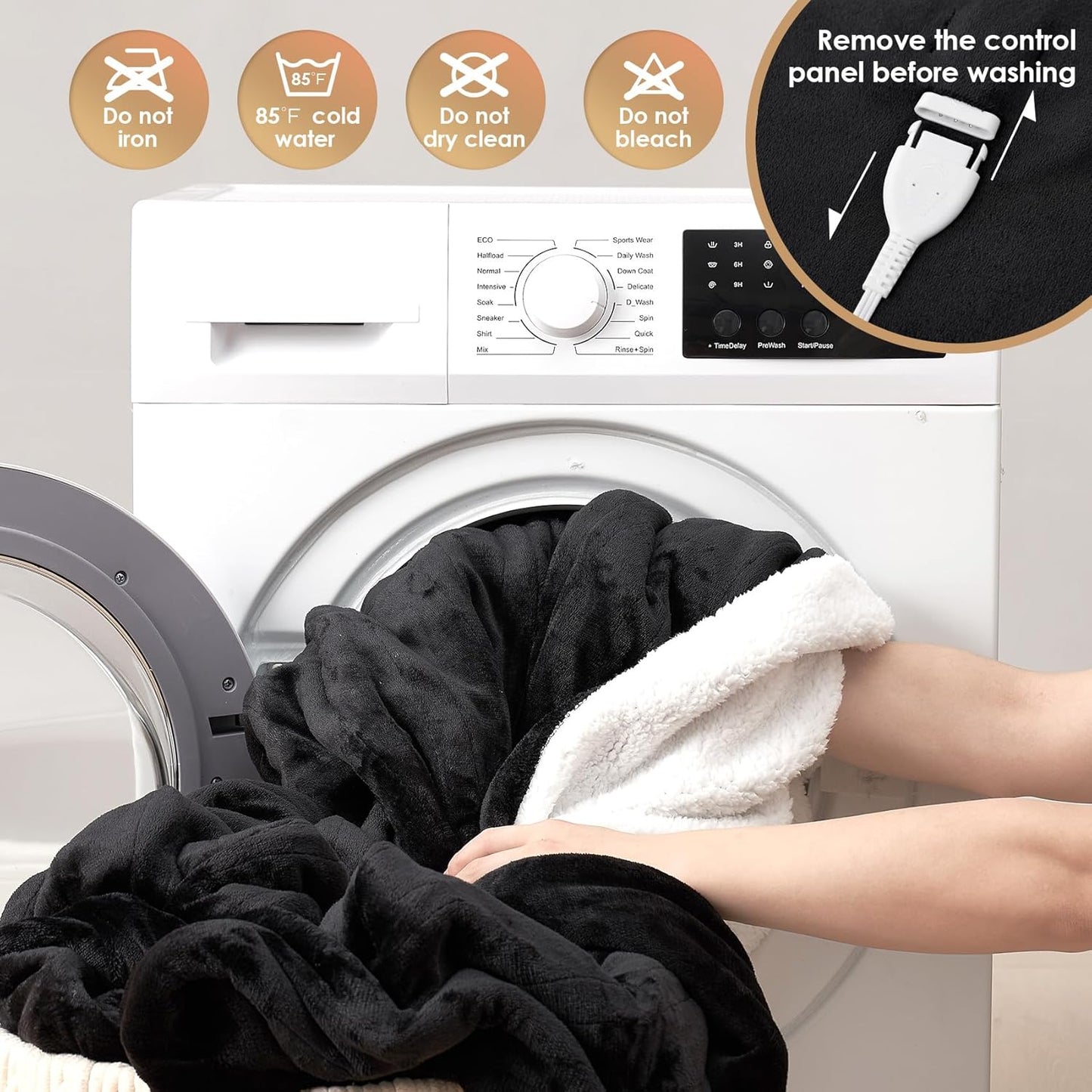 EHEYCIGA Heated Blanket - Electric Throw with 9 Heating Levels & 10 Hr Auto Off, Soft Cozy Sherpa Washable Blanket, 50 x 60 Inches