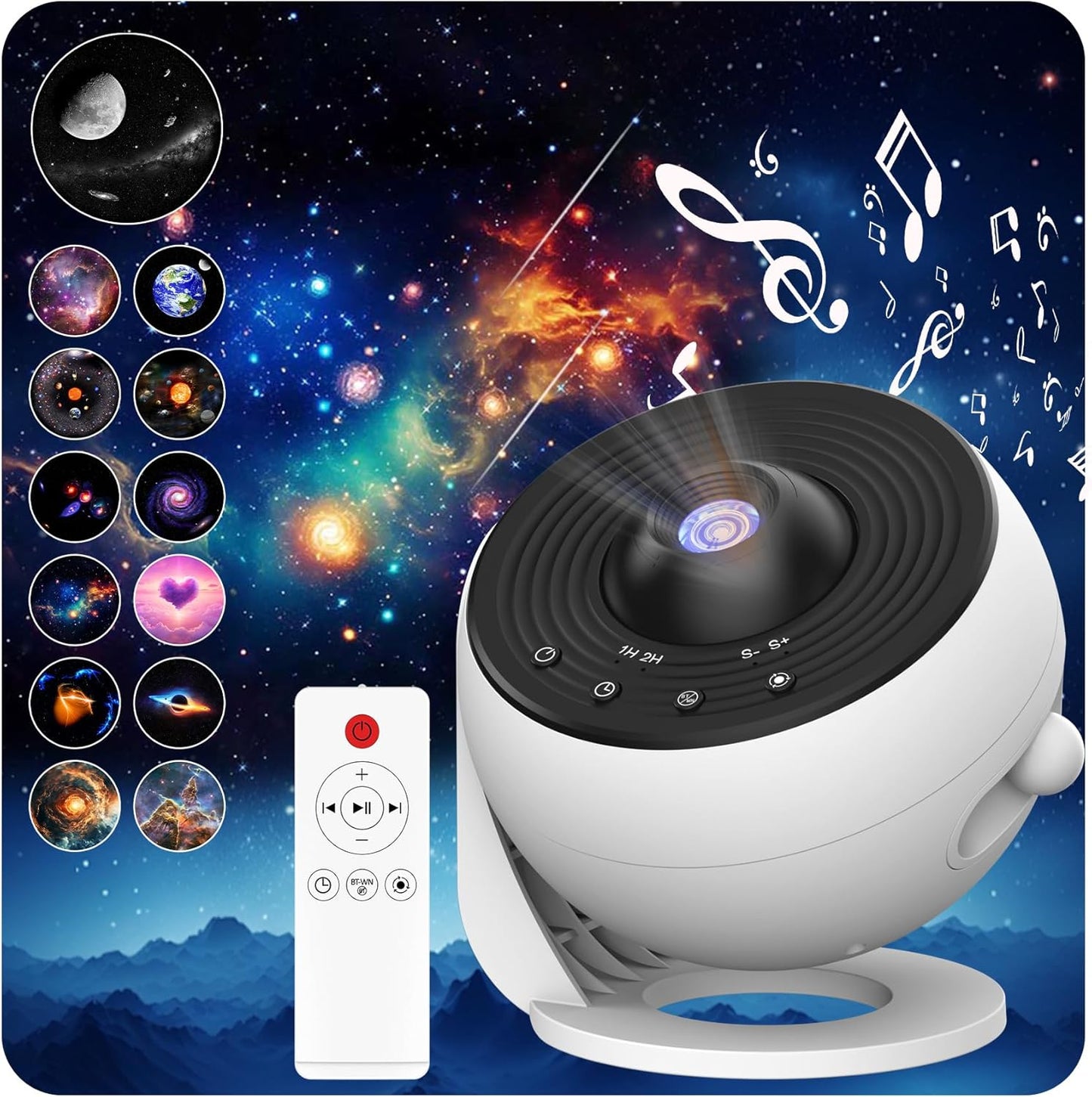 Galaxy Projector for Bedroom Pro Version,HD Image Star Projector Galaxy Light,Remote Control & White Noise,Bluetooth Speaker,360° Rotating,13 Film Discs Planetarium Projector for Adults Kids
