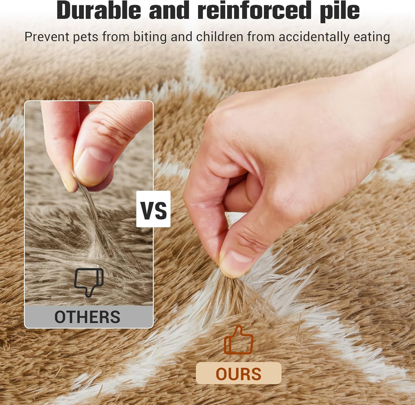 Super Soft Shaggy Area Rug, 6X9 Soft Plush Fluffy Rug for Bedroom Living Room, Modern Moroccan Geometric Carpet for Home Decor Aesthetic, Anti-Skid Carpet for Kids Room, Nursery, Beige and White