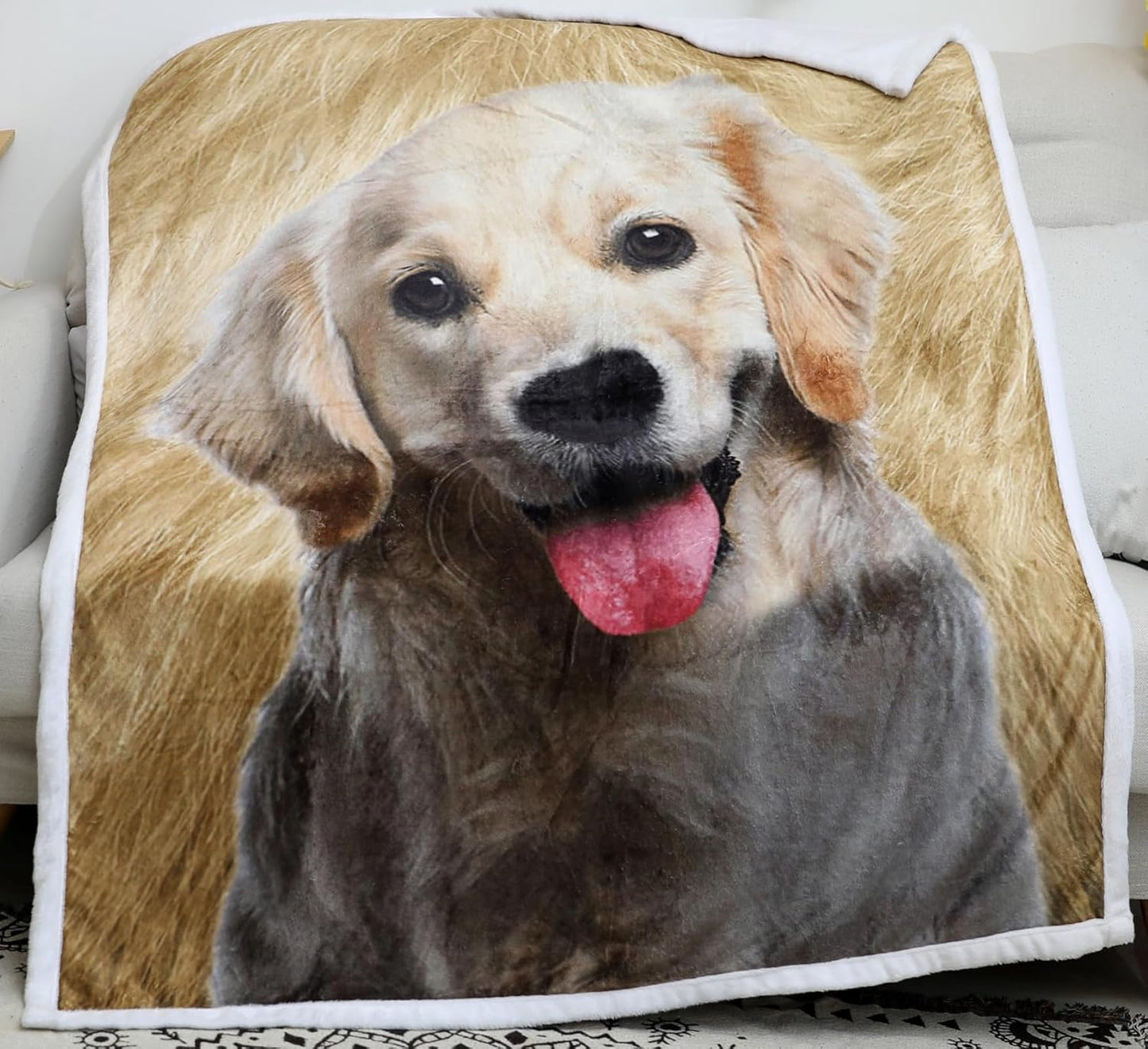 Golden Retriever Pattern Blanket 3D Dog Fleece Throw for Kids and Adults Super Soft Flannel Puppy Gifts for Pet Lovers Couch Bed Sofa (Golden Retriever, 48"x60")