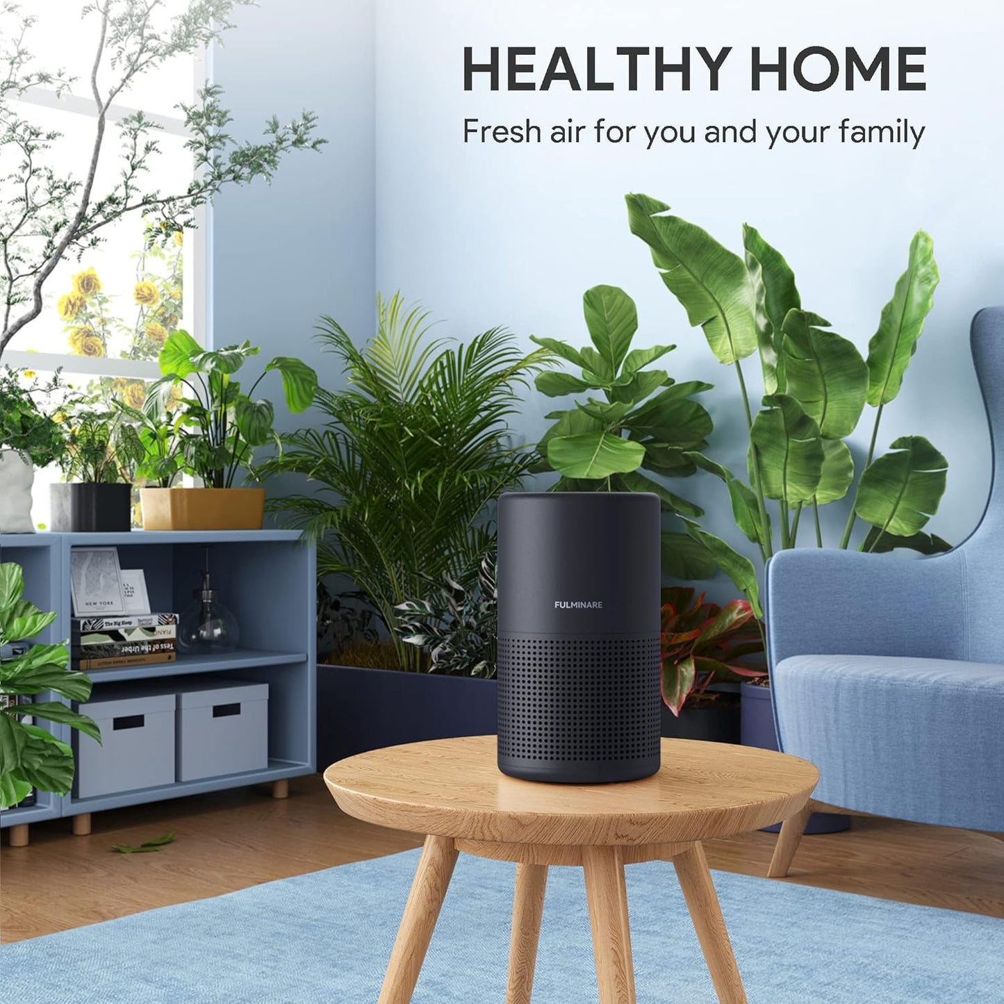 Air Purifiers for Bedroom, FULMINARE H13 True HEPA Air Filter, Quiet Air Cleaner With Night Light, Portable Small Air Purifier for Home, Office, Living Room Black