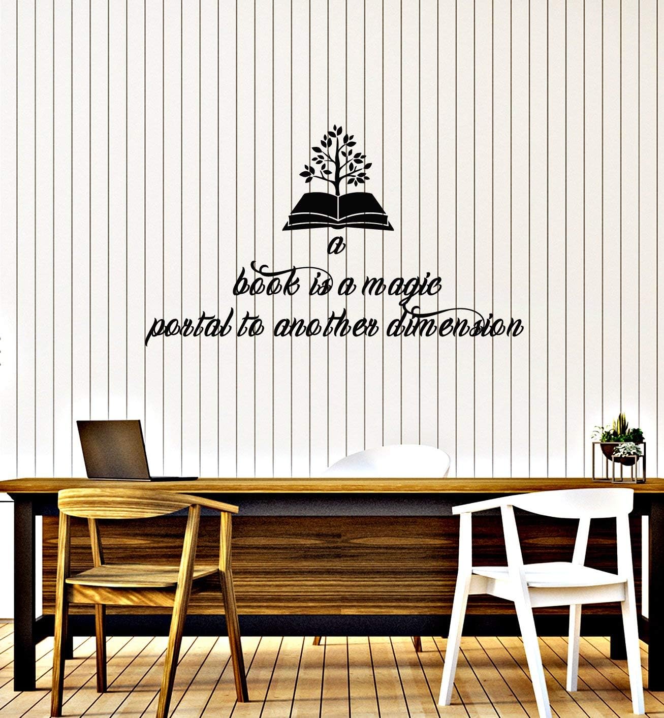 WallStickers4ever Vinyl Wall Decal Book Club Reading Room Quote Magic Portal Stickers Mural Large Decor (g3693) Black