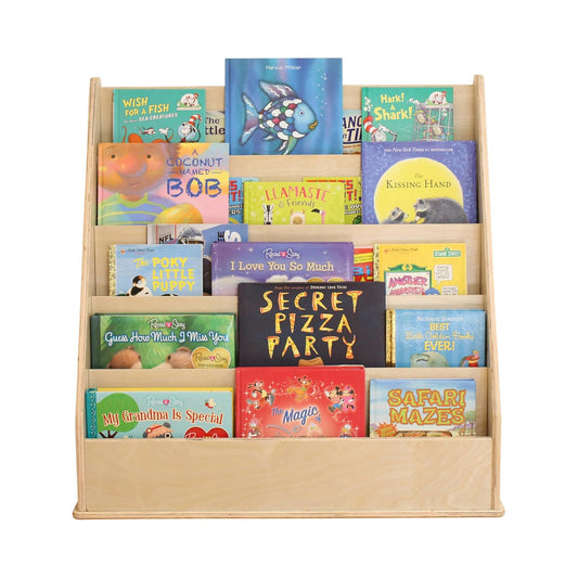 Factory Direct Partners Birch Book Display Stand, 5-Shelf Storage for Kid's Books and Magazines, Children's Furniture for Bedroom, Playroom, Daycare, Preschool or Classroom - Natural, 13132-NT