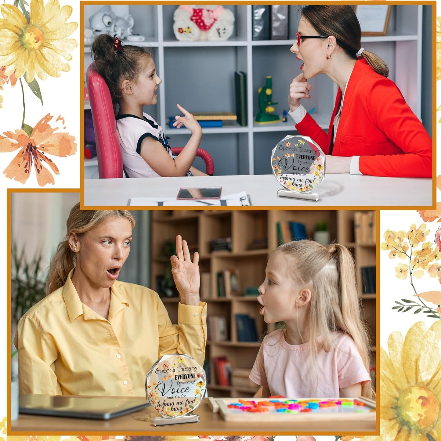 Speech Therapist Gifts Acrylic Desk Gifts Decor Sign Teacher Appreciation Thank You Plaque for Women Men Birthday Retirement Plaque Present for Friends Coworkers Bosses Home Office