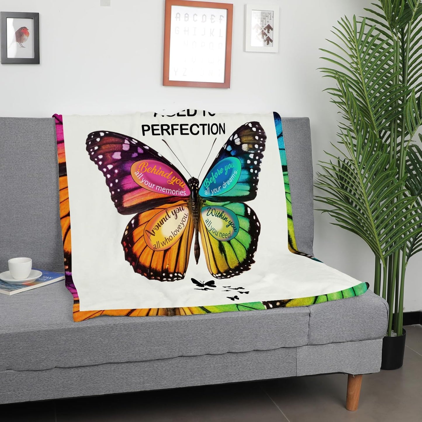 70th Birthday Gifts for Women Christian, Butterfly Christian Throw Blanket, 70 Year Old Bday Gifts for Mom, Grandma, Sister, Friends, Inspirational Religious, 50”X60”