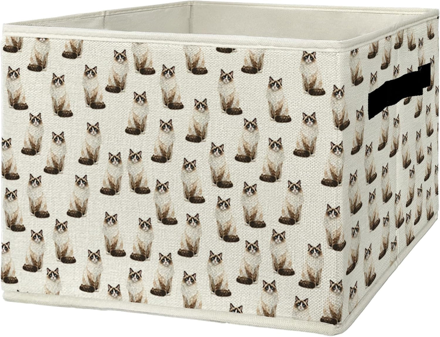 Ragdoll Cat Gifts Storage Bins & Boxes with Handles, Cat Mom Lovers Gifts Foldable Basket for Organizing, Pet Lover Gift Collapsible Storage Basket for Bedroom Bathroom Clothes Toys Books