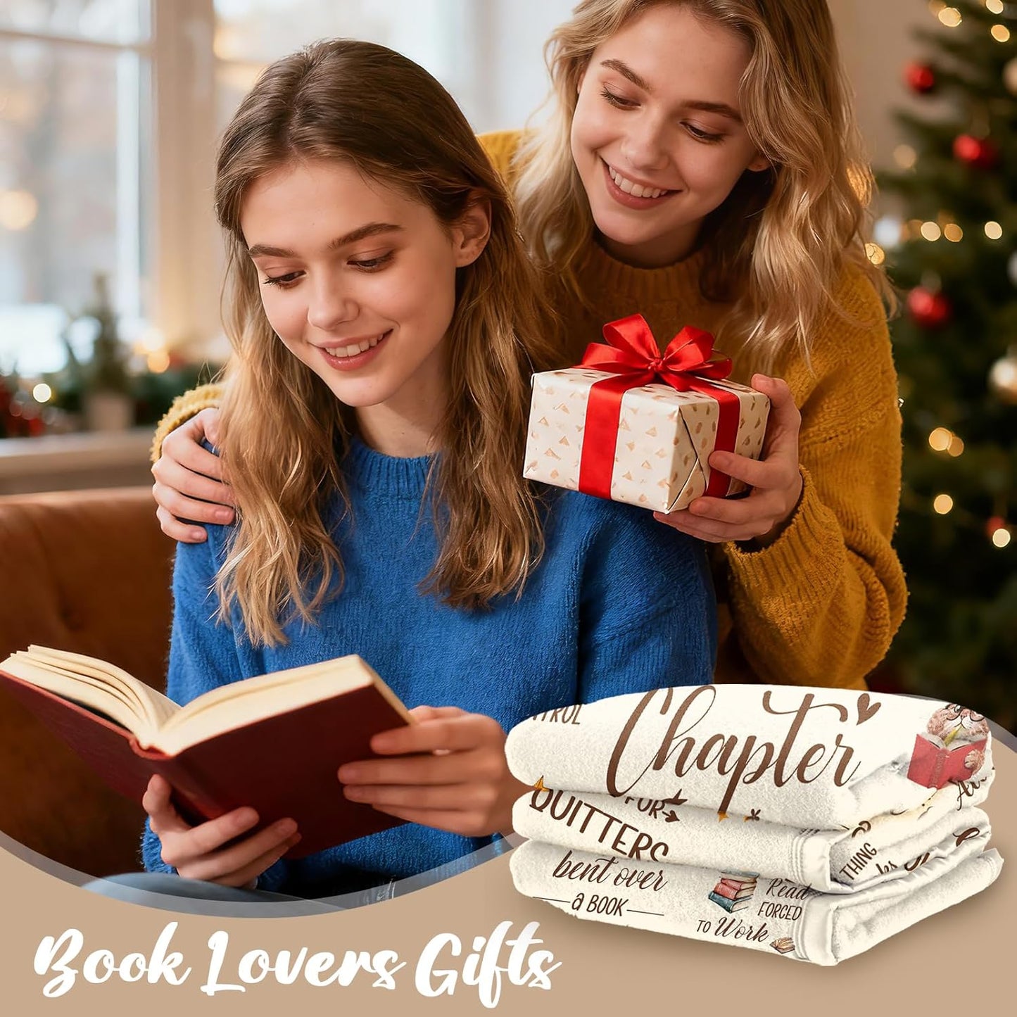 Book Lovers Gifts, Reading Blanket for Bookworms, Book Lover Gifts for Women, Warm Bookish Reading Present for Christmas, Birthday & Holiday, Reader's Soft Blanket 60" x 50"