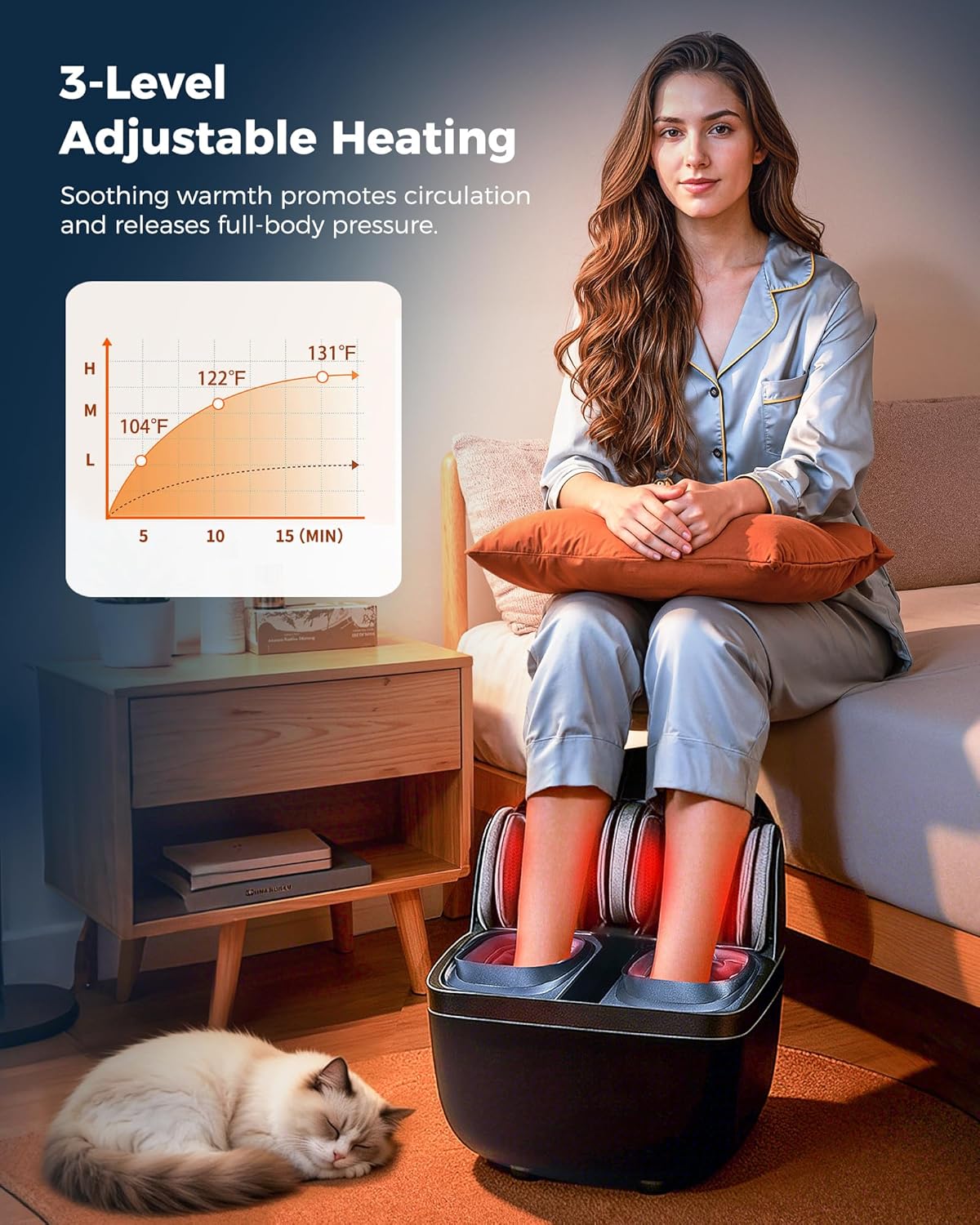 KNQZE 2 in 1 Shiatsu Foot and Calf Massager with Heat, Ottoman Foot Massager for Plantar Fasciitis, Neuropathy, Foot Pain Relief, FSA Eligible HSA Store, Birthday Gift for Women Man, Up to Men Size 14