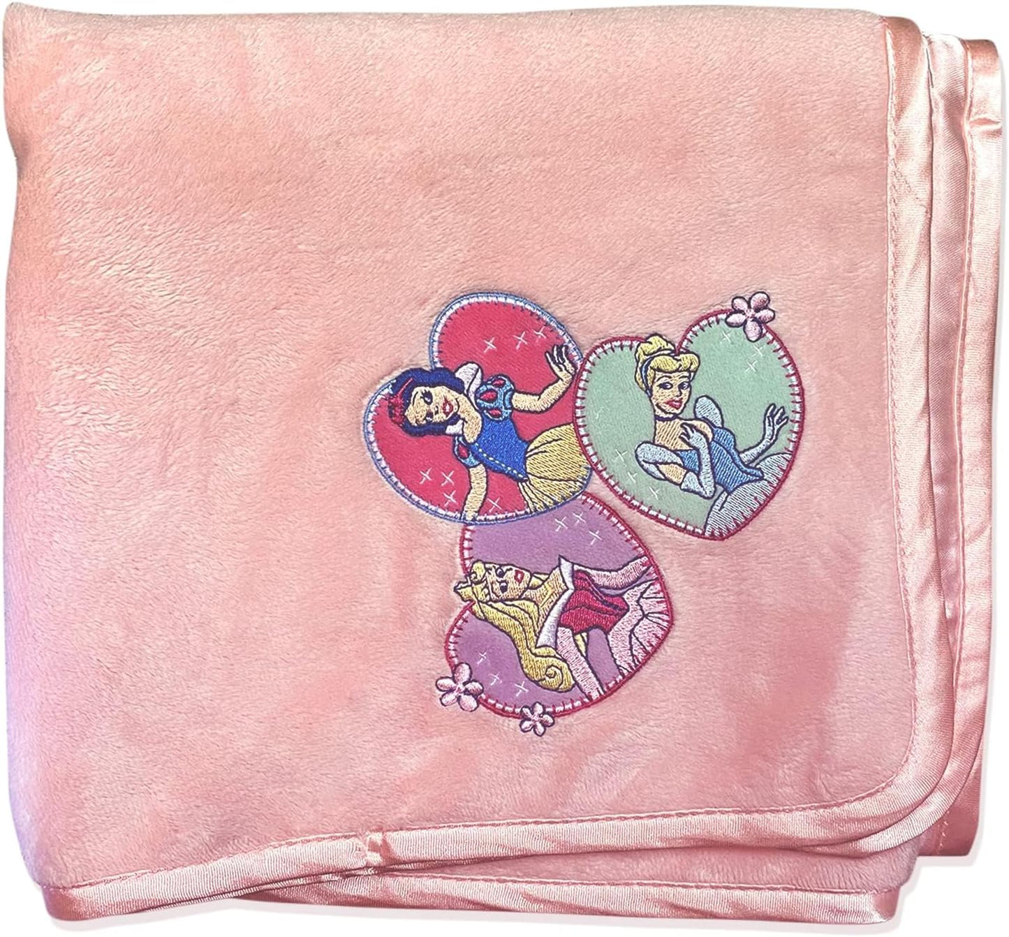 Princess Disney Features Snow White, Cinderella, Belle, and Ariel on a Pinkish-Purple Background 46 in x 60 in Micro Raschel Throw Blanket