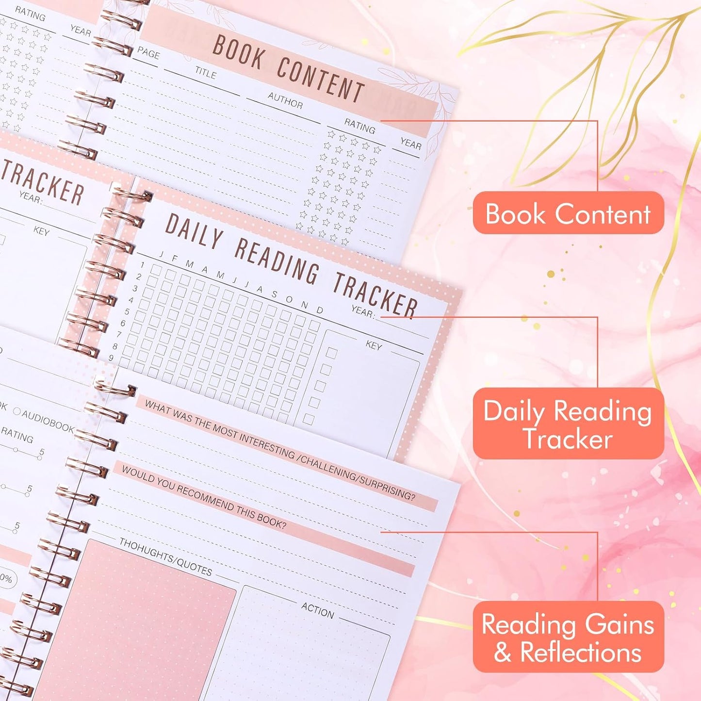 Capoda Reading Journals Gift for Lovers Reading Review Log Book Club Journal and Planner to Review and Track, 60 Books 5.8 x 8.3 Inch