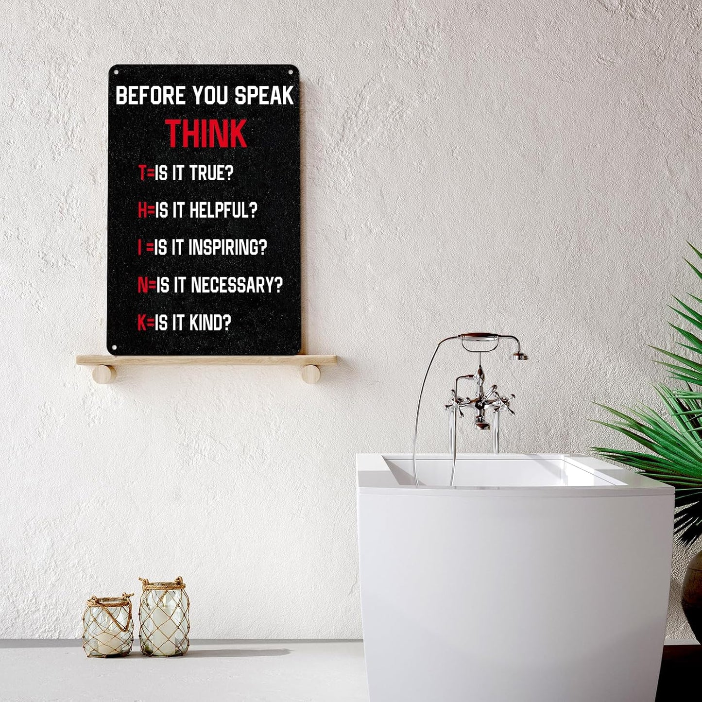 KADEZIA "Think Before You Speak" Metal Wall Art - 8x12 Inch Rust-Proof Aluminum Motivational Quote Sign | Good Gift for Teachers, Coworkers, Parents | Inspirational Decor for Classroom, Office, Home (035)