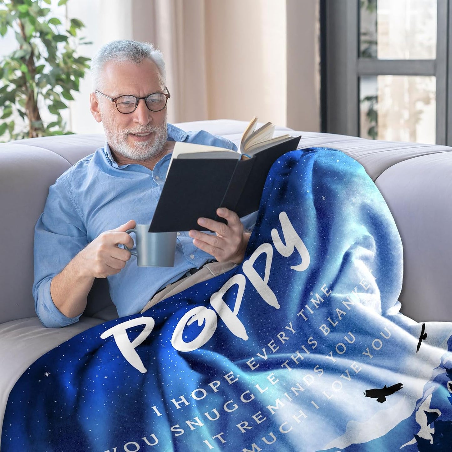 Poppy Gifts from Grandchildren Grandkids, Birthday Gifts for Poppy from Granddaughter Grandson, Grandpa Gifts Throw Blanket 60" x 50"