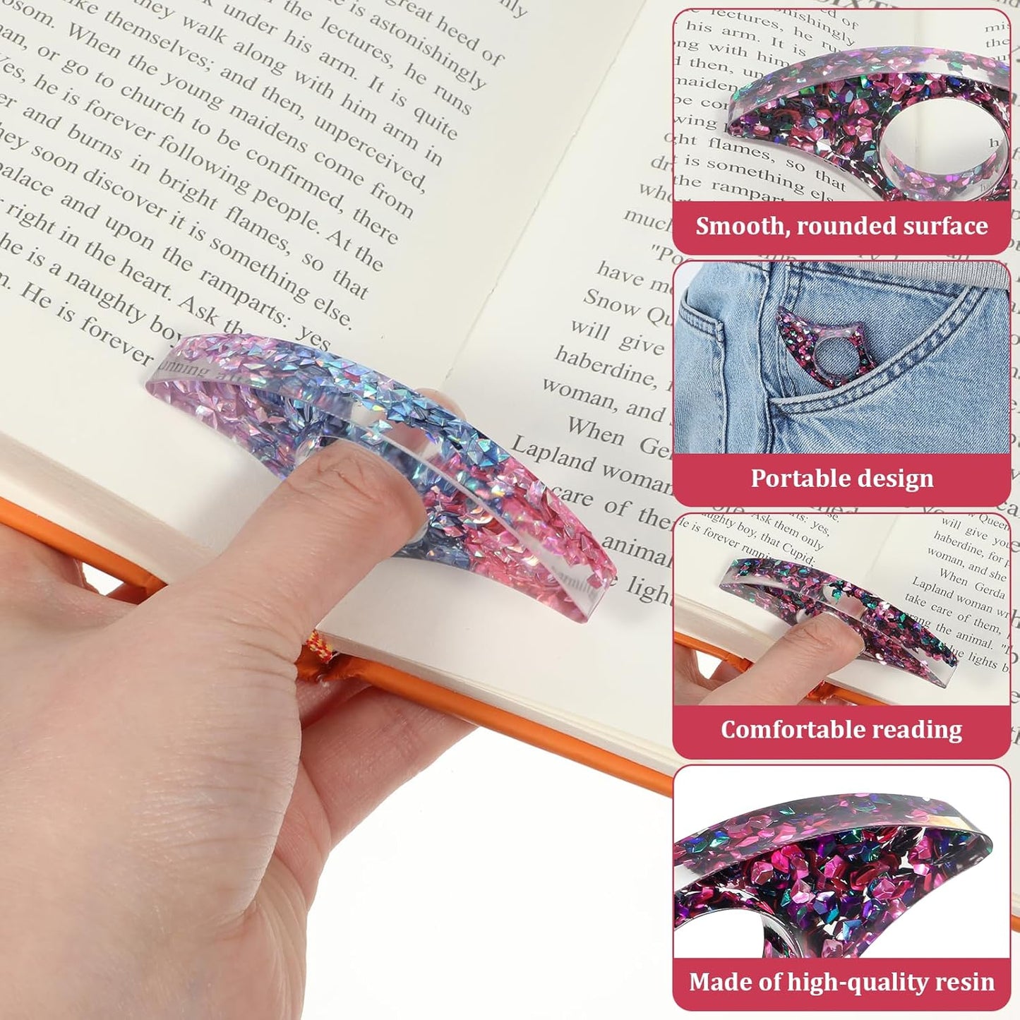 2 Pcs Thumb Book Page Holder, Handmade Dried Flower Book Opener Holders Thumb Handmade Light Weight Opener Bookmarks Reading Accessories for Birthday Thanksgiving Party Wedding Gifts
