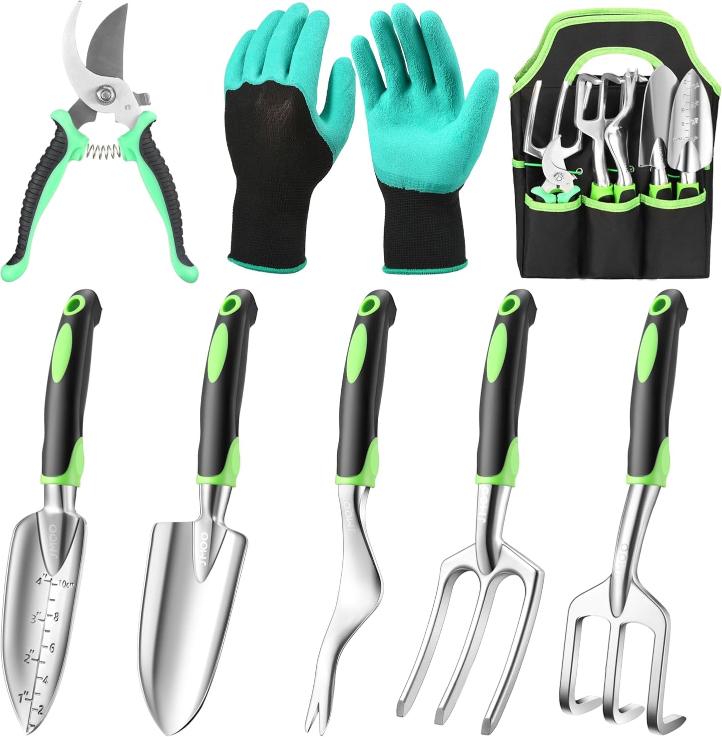 JMOO Garden Tools, 8-Piece Garden Tool Set with Non-Slip Ergonomic HandlesIdeal for All Ages, This is The for Dad and Mom, and Gardening Enthusiasts.