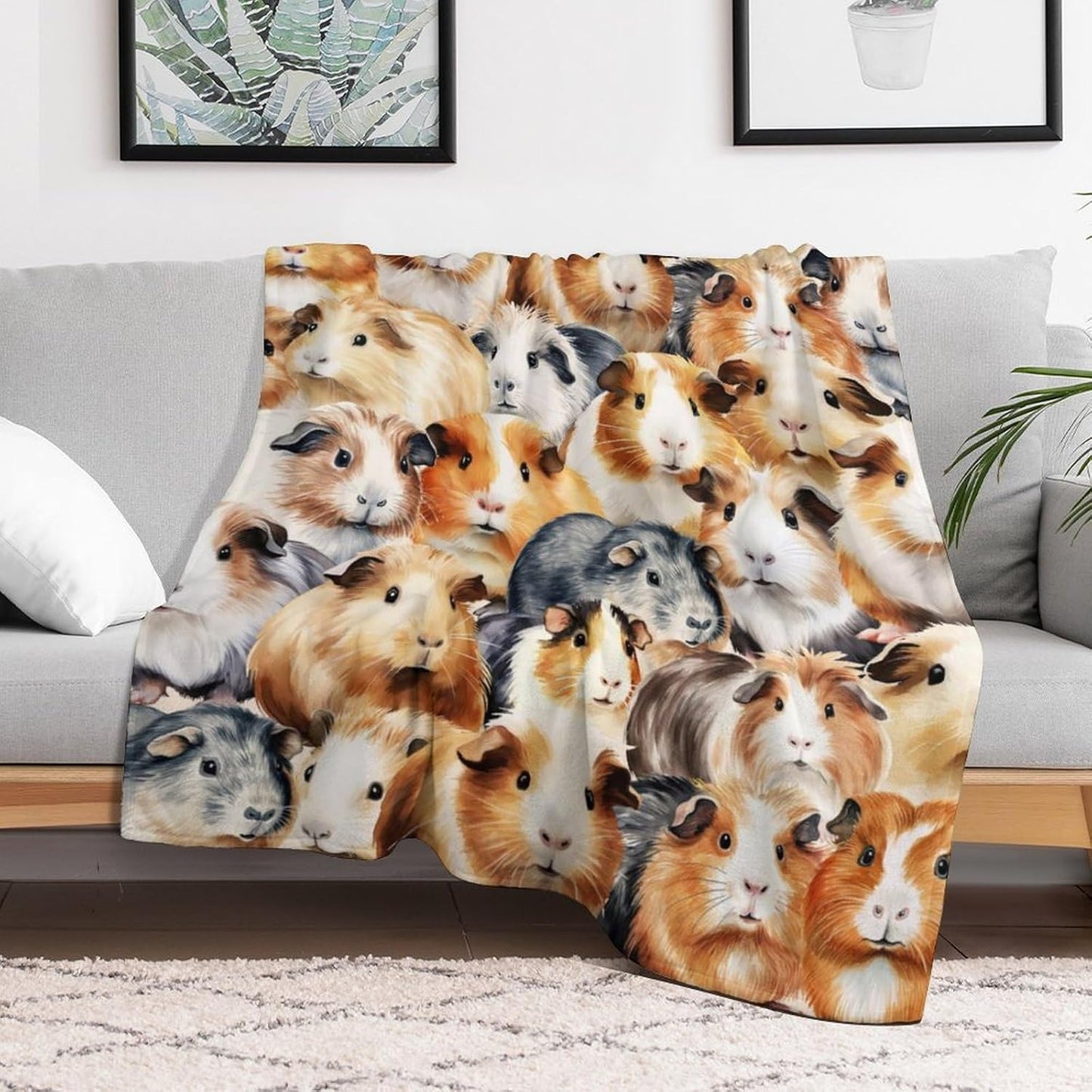 Guinea Pig Throw Blanket - Soft Flannel Polyester Blanket for Kids, Adults - 50"x40"
