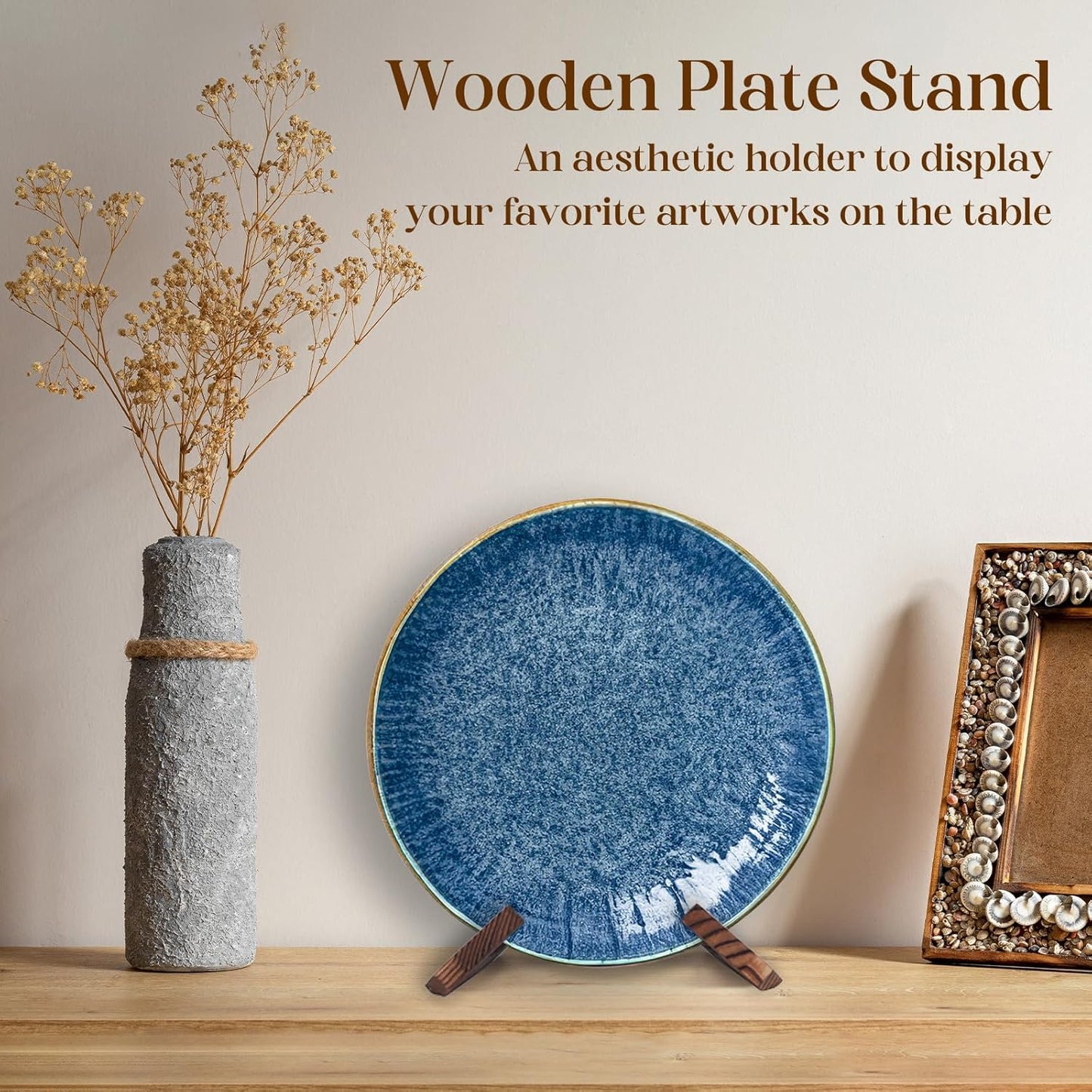XKDOUS 6.5 Inch Plate Stand for Display Rustic Wooden Cookbook Holder Stand for Kitchen Decorative Picture Frame Holder Display Holder for Book, Easel
