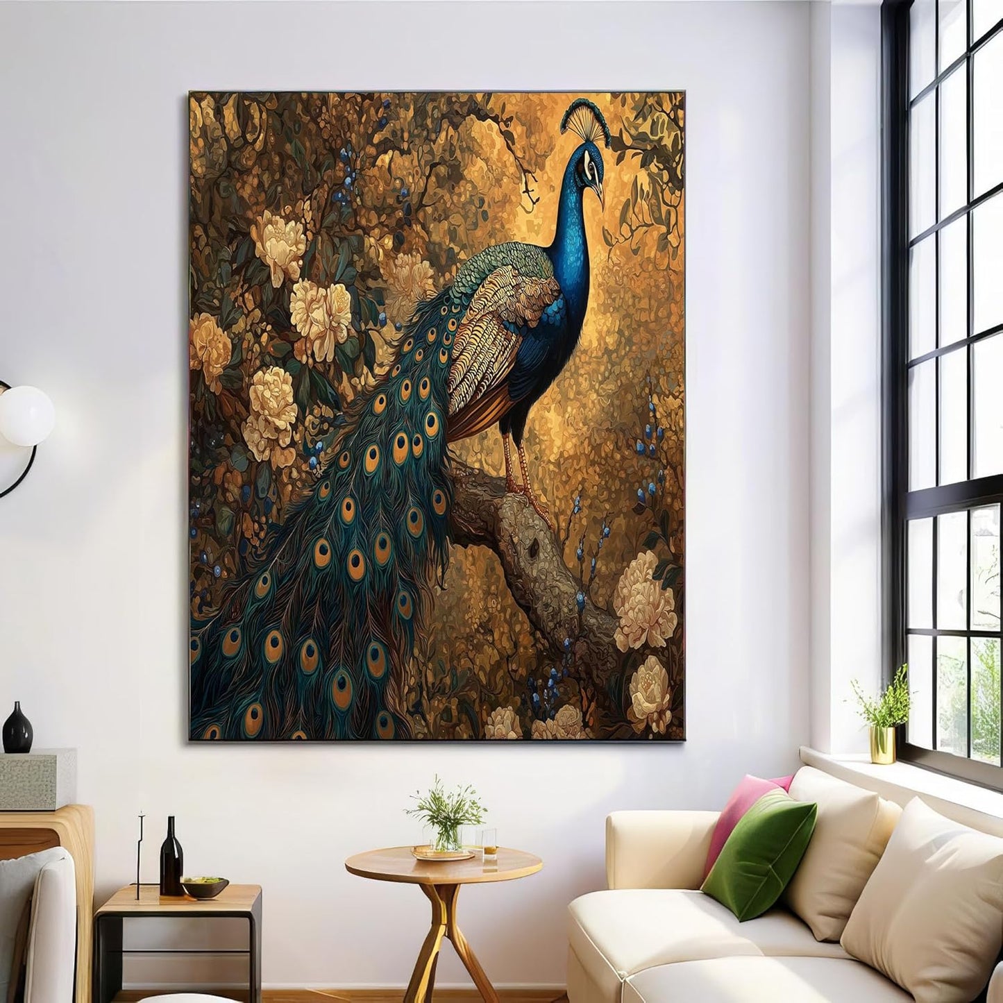 GDJSMIN Nature Bird Portrait Wall Art, Majestic Teal Peacock Poster For Reading Room Living Room Decor 12X 16 Inch Unframed