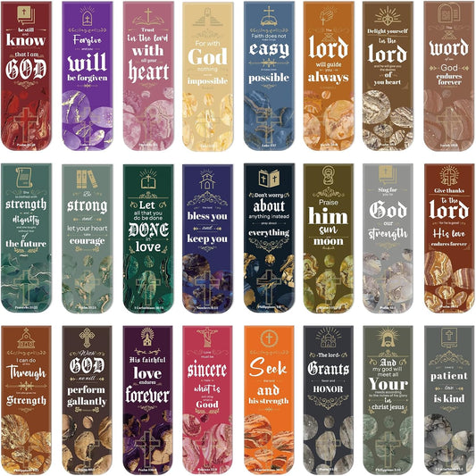 48 Pcs Bible Verses Magnetic Bookmarks, 24 Styles Christian Magnet Book Markers Motivational Encouraging Magnetic Page Clip Stocking Stuffers Christmas Gifts for Women Men School Office Supplies