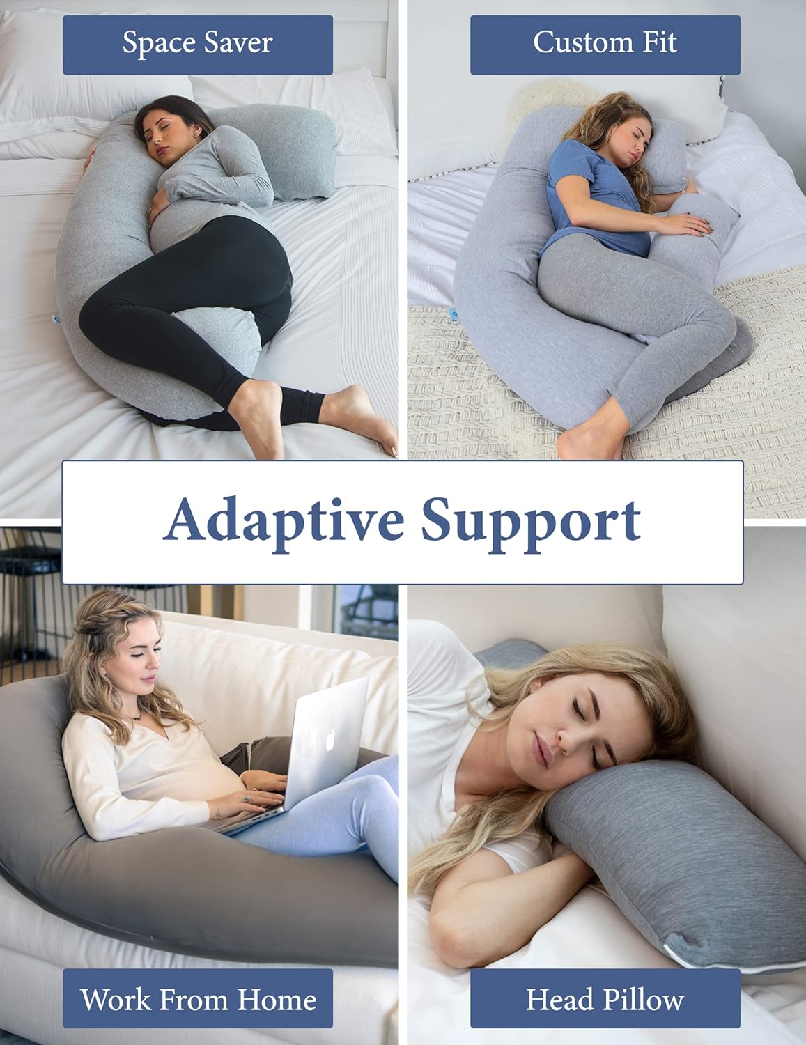 Pharmedoc Pregnancy Pillows, U-Shape Full Body Pillow – Removable Cooling Cover -Dark Grey – Pregnancy Pillows for Sleeping – Body Pillows for Adults, Maternity Pillow and Pregnancy Must Haves