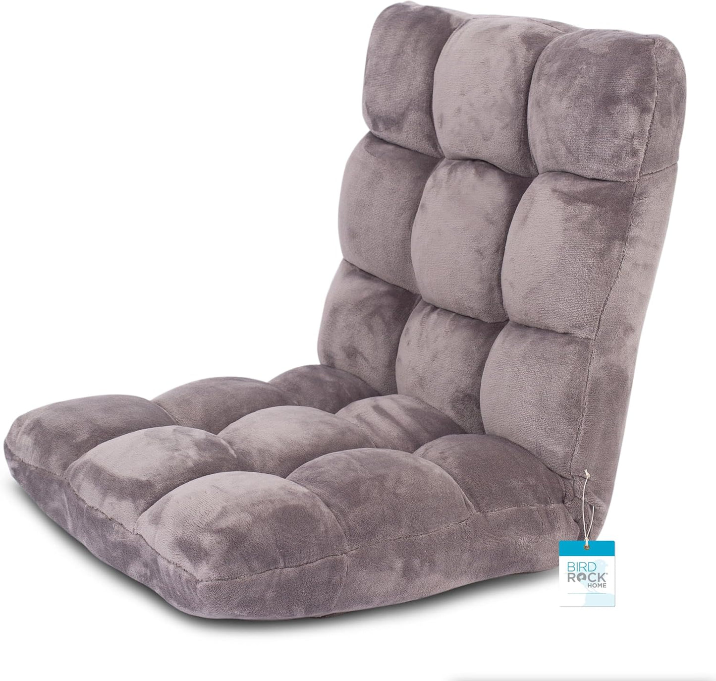BIRDROCK HOME Adjustable Memory Foam Floor Chair - Ideal for Gaming, Reading, Meditation - Comfortable and Versatile - Suitable for Kids and Teenagers - Comfy Foldable Floor Seat - Grey