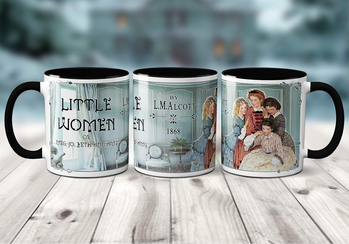 Universal Zone Little Women by Louisa M. Alcott Mug. Bookish Coffee Mug with Little Women Book Title Page design, Literary Book Lover Gift.