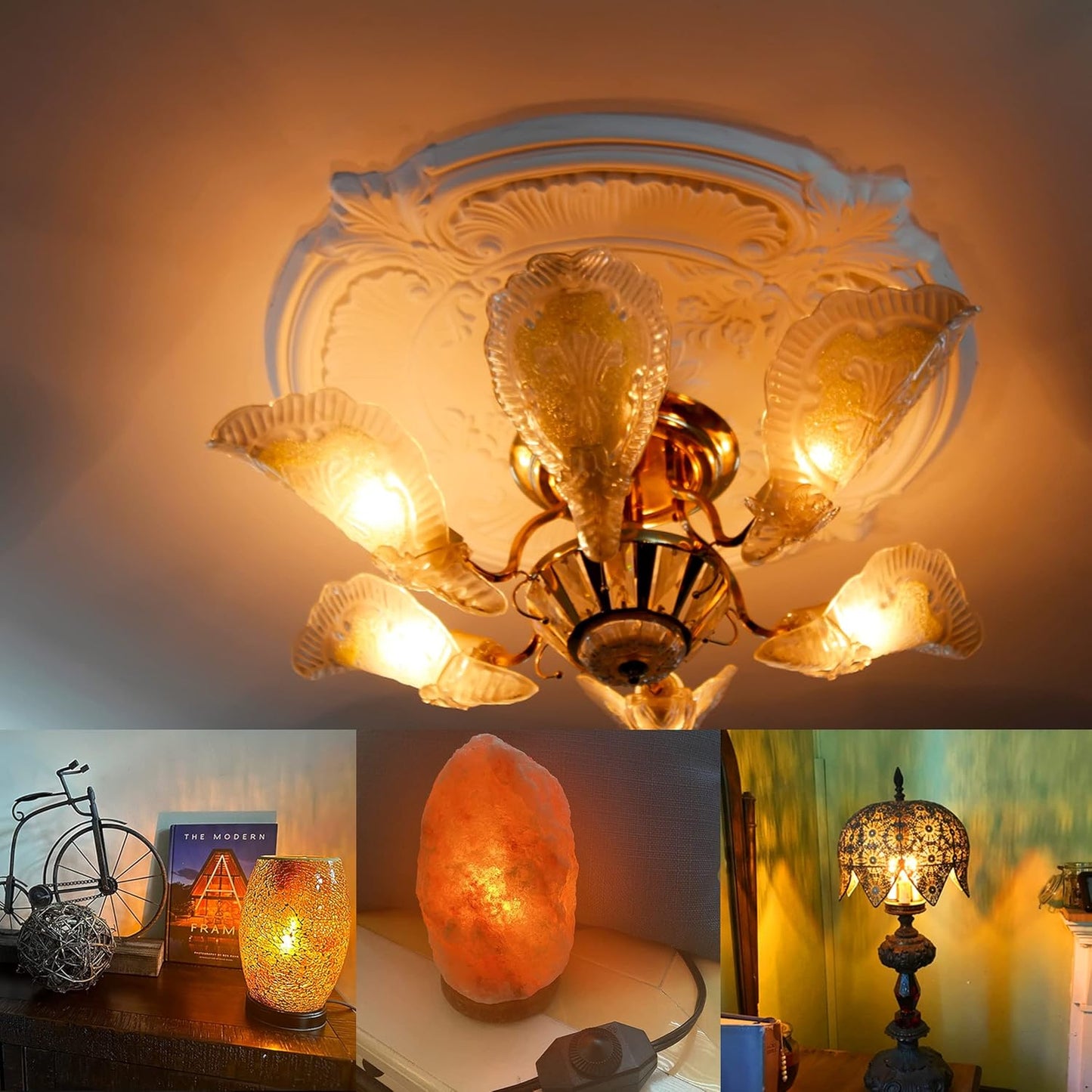 Himalayan Salt Lamp Rock Bulb Dimmable E12 led Sleep Night Light Bulb 2200K Amber Warm, Kx-2000 40W Candelabra T6 C7 4W e12 led Candle Bulbs 450lm for Therapy Mood Soothing Bedroom Nursery,6Pack