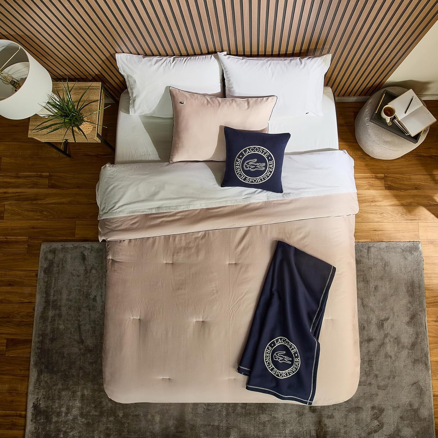 Lacoste 50" x 70" Sportswear Throw Blanket – Ultra Soft Cozy & Comfy Sweatshirt Knit, Premium Cotton and Polyester Blend, Luxury Home Decor for Bed Sofa Chair Couch, Embroidered Crocodile Logo, Navy