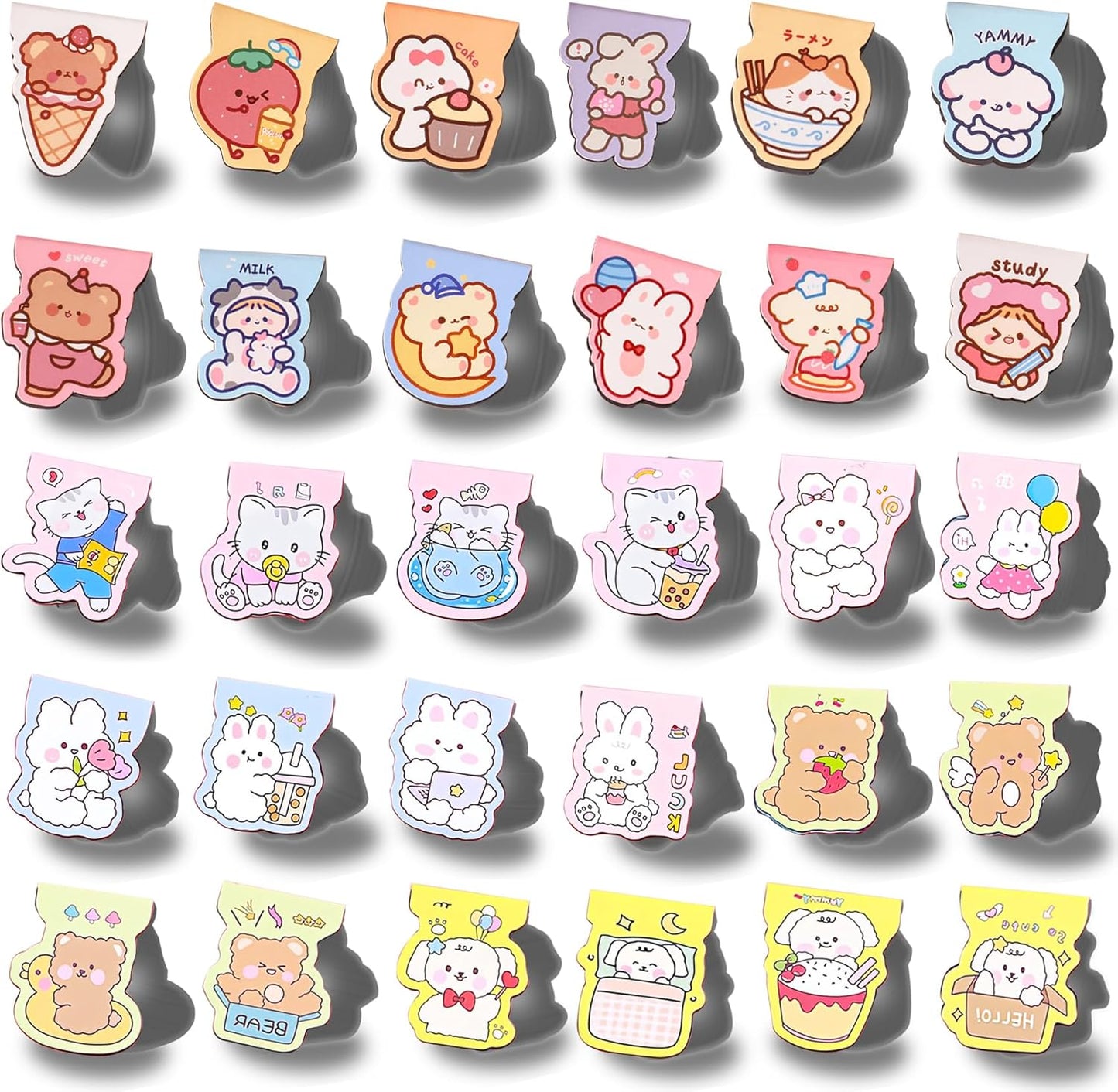 30PCS Cute Magnetic Bookmarks, Magnet Book Markers with 30 Patterns, Kawaii Girls Animals Page Clips, Cartoon Bookmark for Women Home Office Supplies