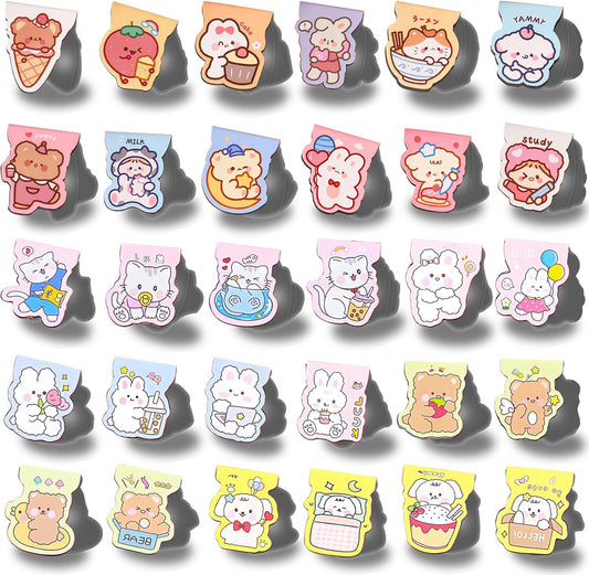 30PCS Cute Magnetic Bookmarks, Magnet Book Markers with 30 Patterns, Kawaii Girls Animals Page Clips, Cartoon Bookmark for Women Home Office Supplies