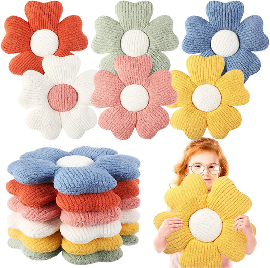 6 Pcs Flower Shaped Pillows Daisy Floor Throw Pillows 15 Inch Flower Seat Cushion for Reading Sofa Couch Bed Decor for Back to School First Day of School(Vivid Color)