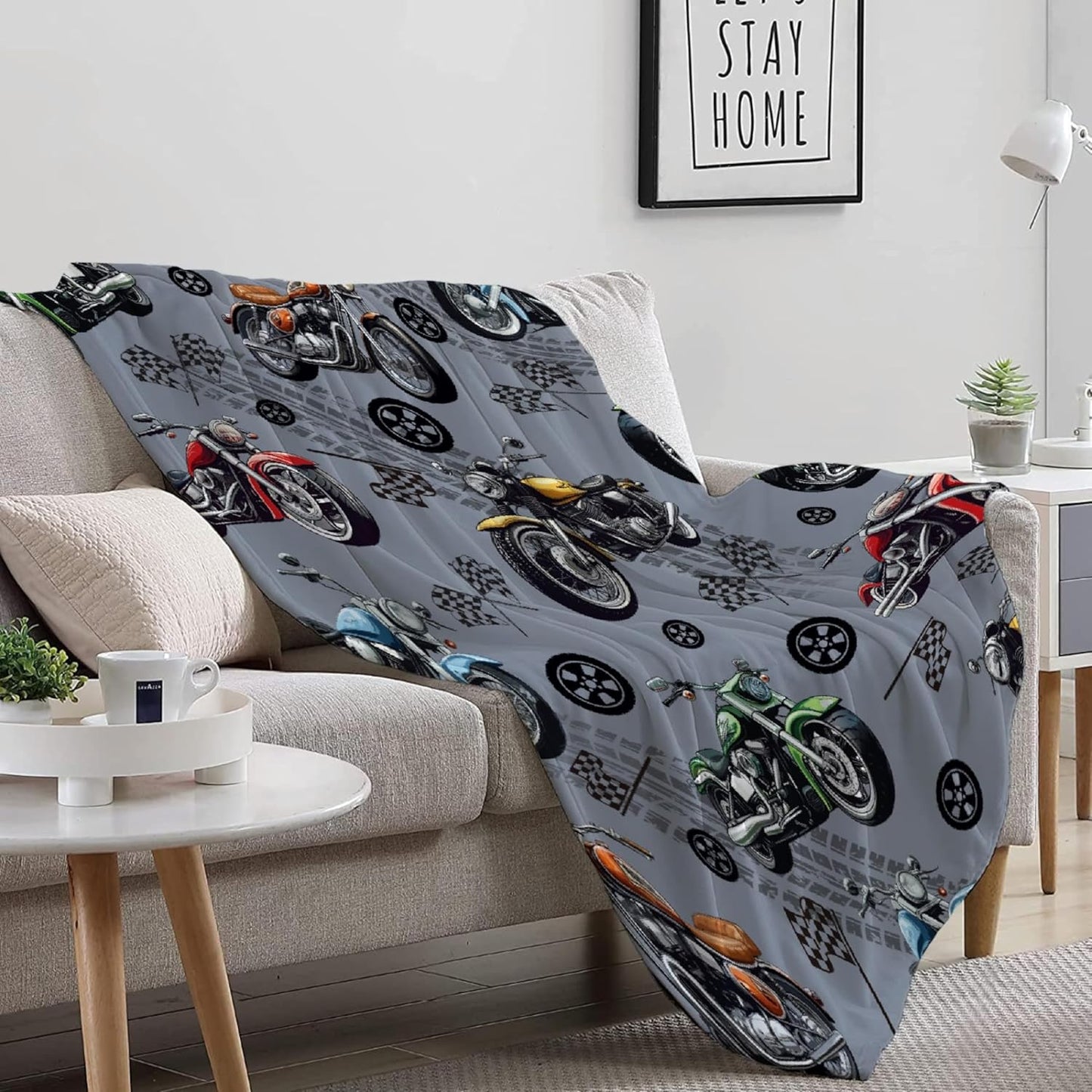 Motorcycle Blanket，Dirt Bike Blanket，Soft Cozy Lightweight Throws Gifts for Truck Lovers & Boys 40x50 Inch for Kid
