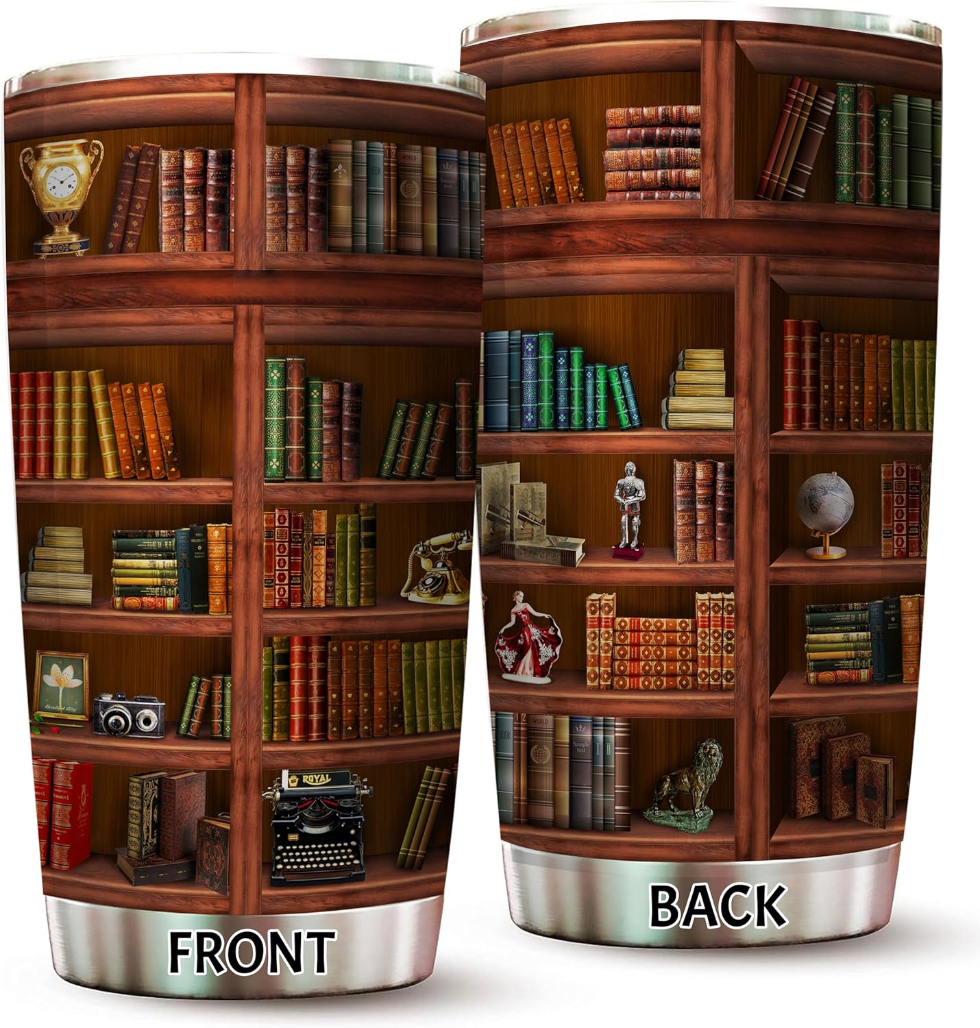 Book Tumbler Library Travel Mug Bookish Gifts For Book Lovers Women Librarian - Bookish Gifts For Readers - Reading Mug Bookshelf Mugs Nerd Writer Stainless Steel Tumbler 20oz Coffee Cups With Lid