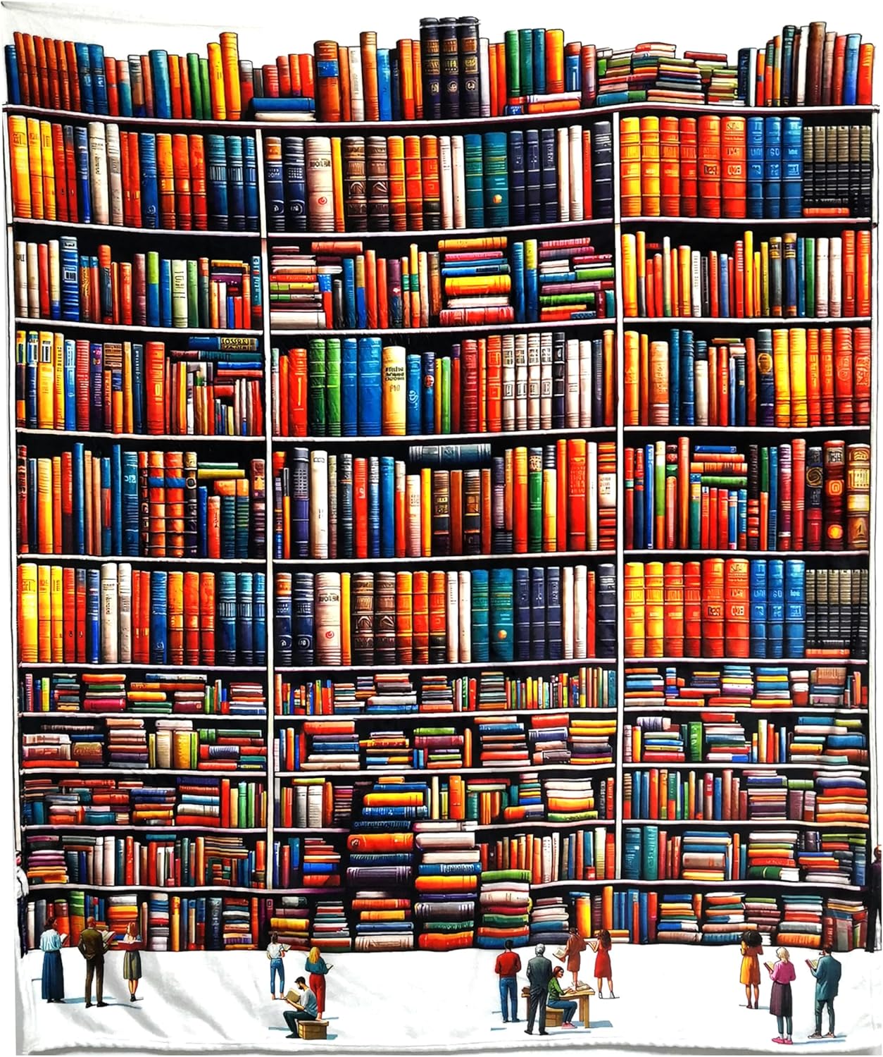 Cozy Bookshelf Throw Blanket 50" x 60"- Ideal Book Lovers Gifts for Readers and Book Lover Gifts, Nice Gifts for Book Lovers Women, Readers, and Book Accessories Aficionados (Bookshelf)