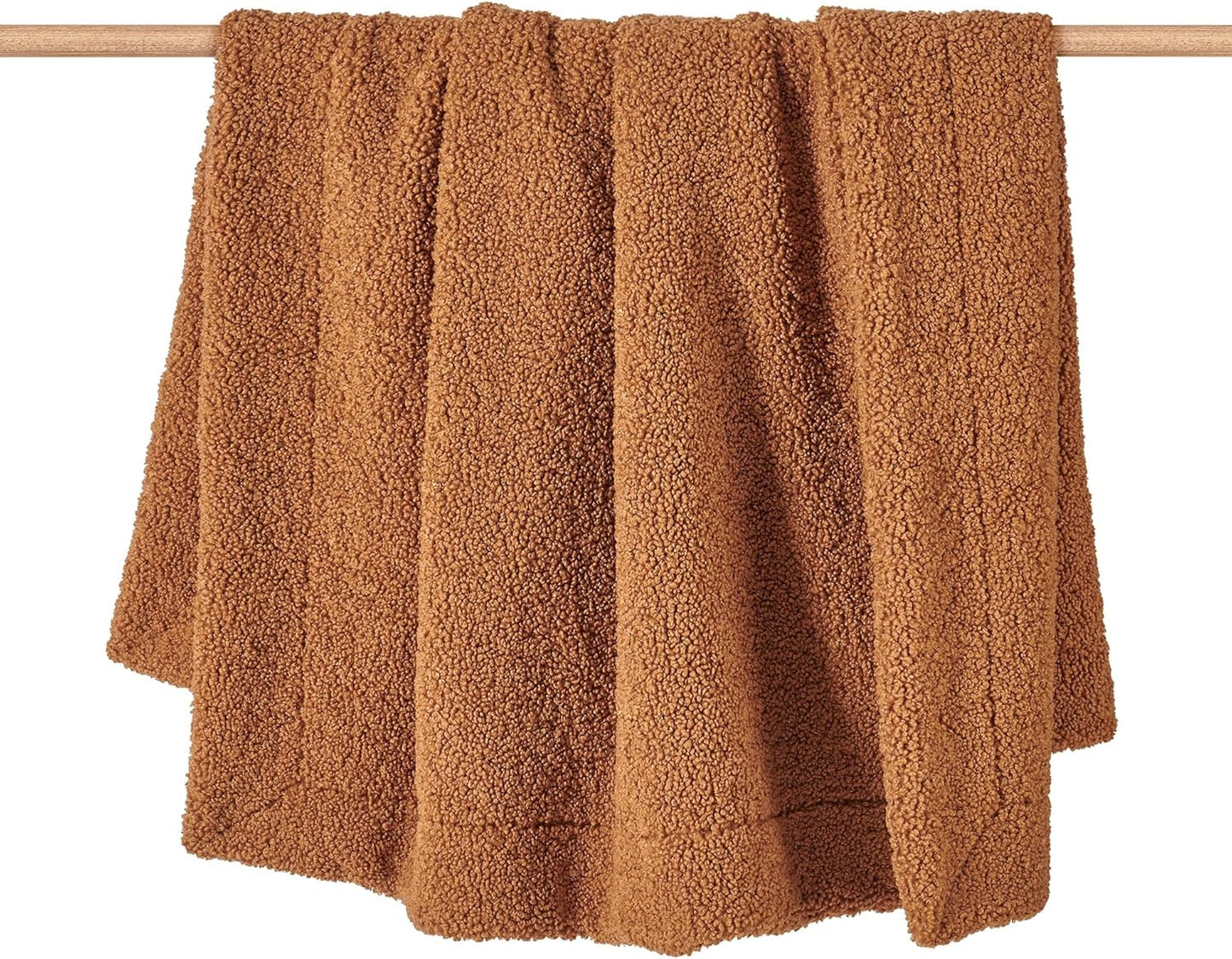 HiEnd Accents Teddy Throw Blanket, 50x60 inch, Caramel, Boucle Throw Blanket, Soft Cozy Classic Chic Casual HeavyBlanket, Modern Rustic Plush Comfy Warm Blanket for Bed, Sofa