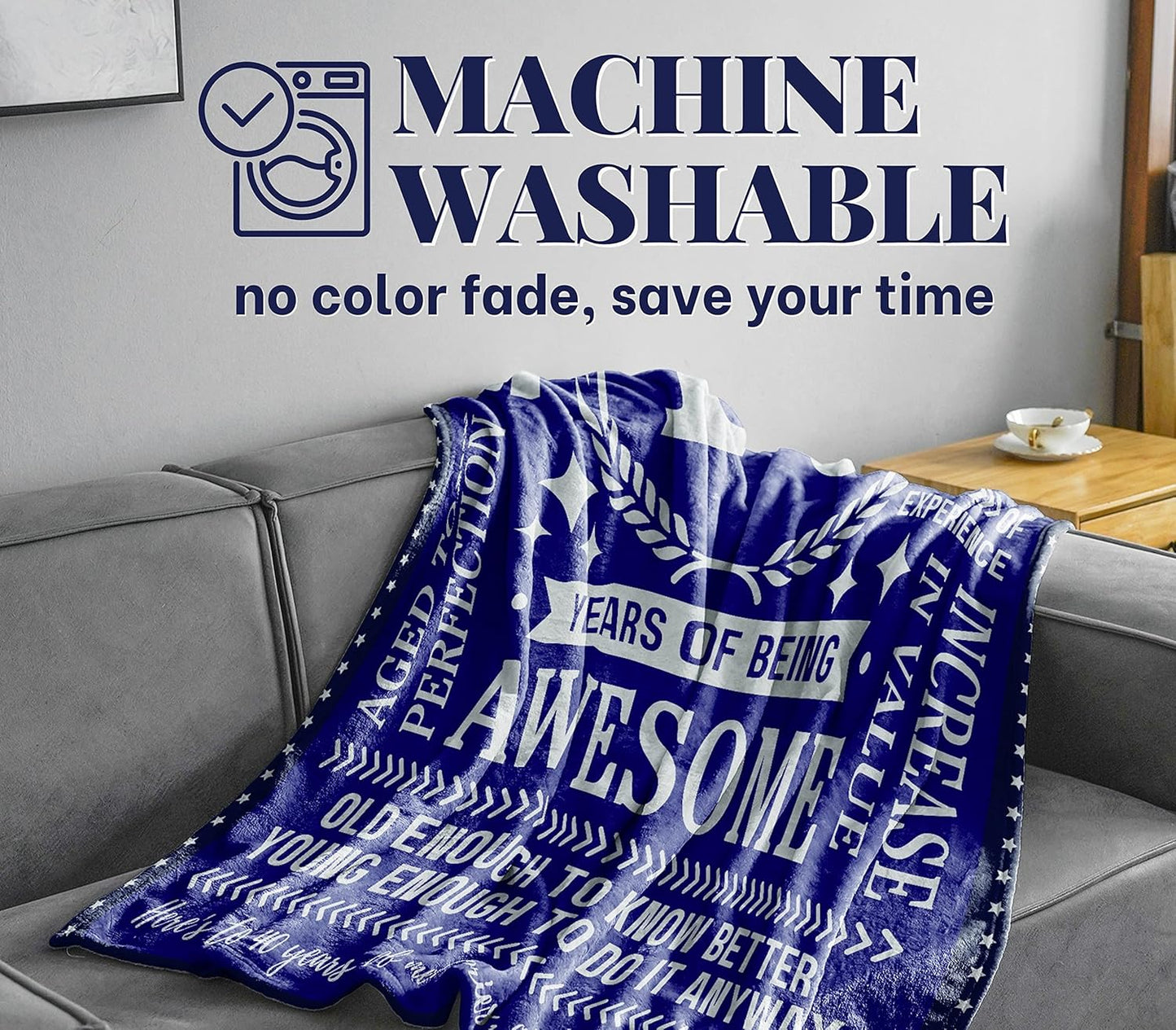 40th Birthday Gifts for Men, Male, Him, Dad, Husband or Uncle - 40 Years of Being Awesome - Flannel Plush Blanket - 50"x 65"