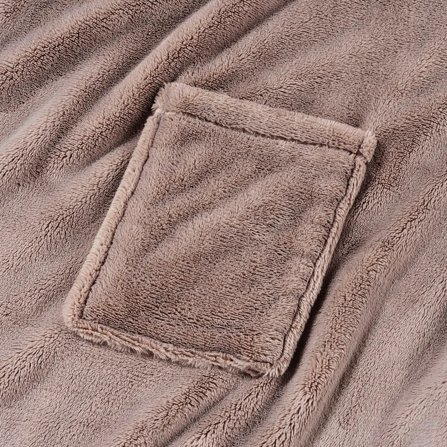 Berkshire Blanket Primalush™ Wearable Blanket, Cozy Loungewear Pocketed Plush Cape Wrap for Adults & Teens(Brown, One Size 58"X64")
