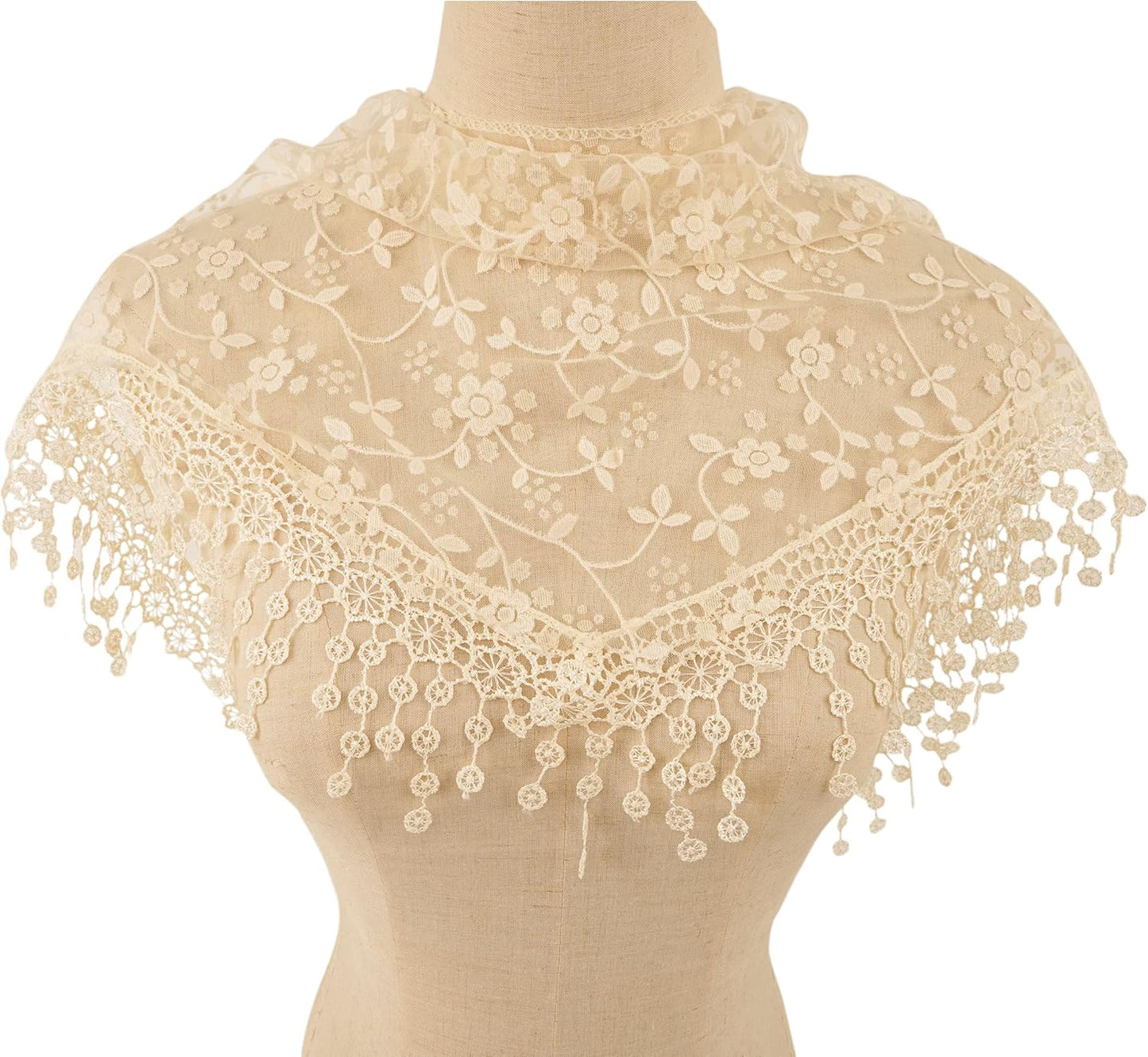 YOUR SMILE Lightweight Soft Leaf Lace Fringes Triangular Floral Fashion Towel Scarf Wrap for Women
