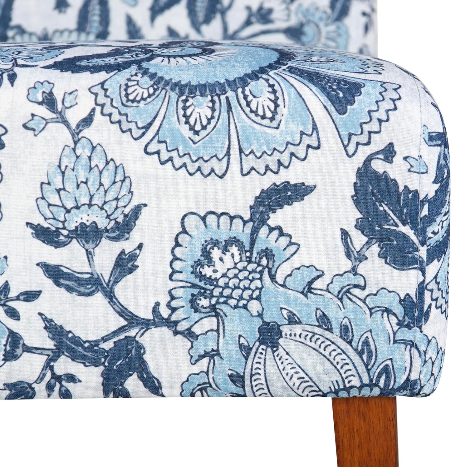 Linon Lily Blue and White Floral Paisley Upholstered Accent Chair