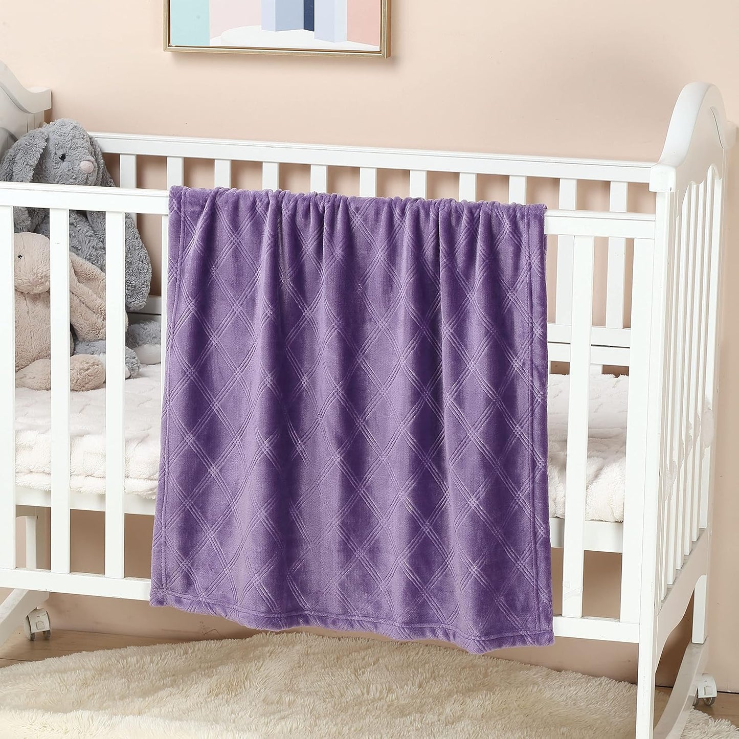 CREVENT Super Soft and Cozy Lightweight Fleece Baby Blankets for Boys and Girls/Kids/Infant/Newborns All Seasons(30"X40" Purple)