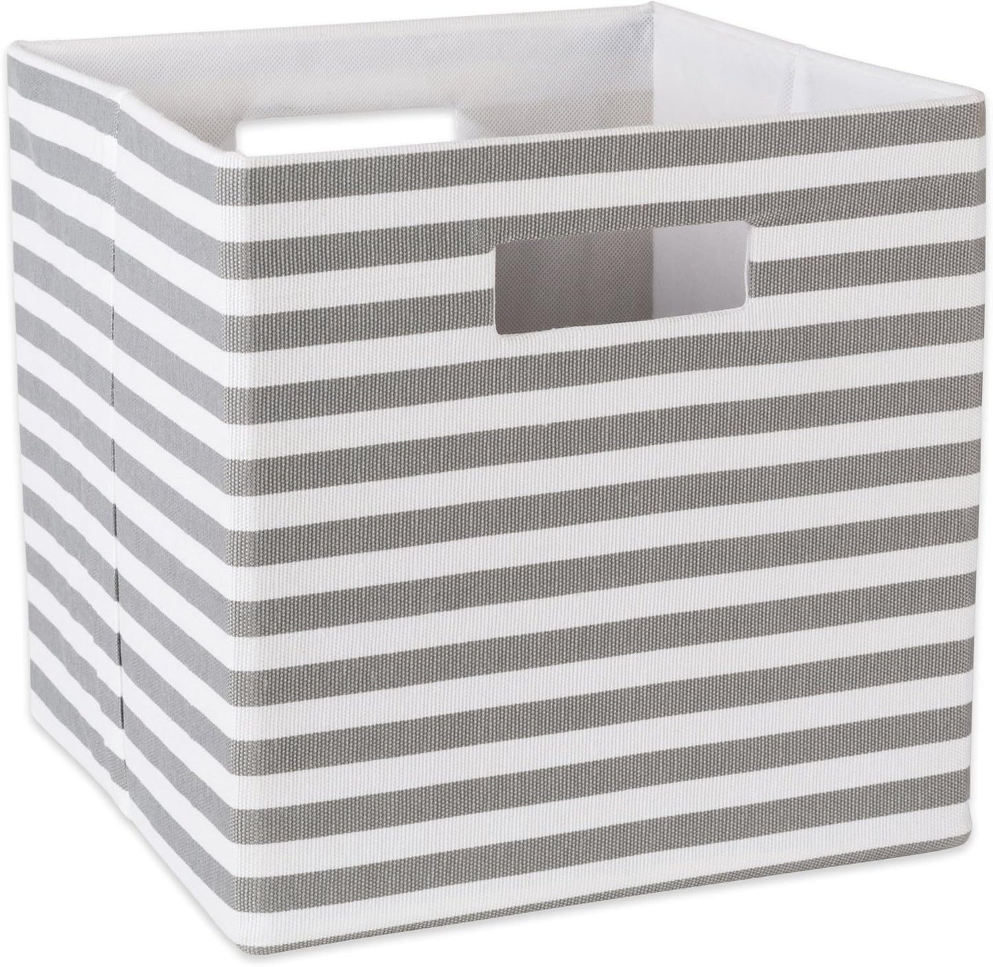 DII Collapsible Polyester Storage Cube, Pinstripe, Gray, Small