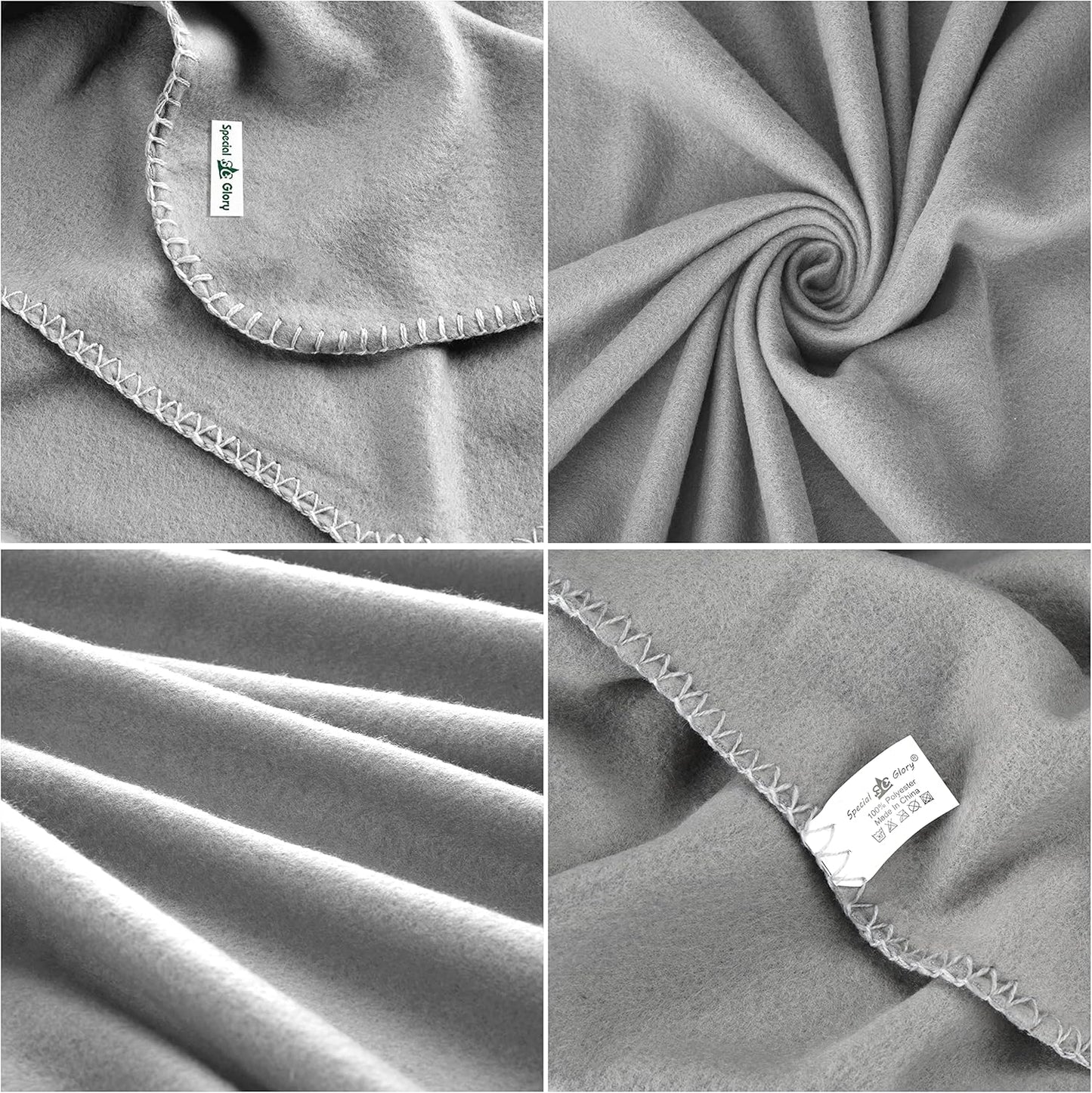 Fleece Throw Blankets Bulk Fleece Blankets Solid Wholesale Lightweight Warm Soft for Pet Bed Sofa Couch Office Wedding Gifts Travel Seasons (Grey, Pack of 6-50x60 Inches)