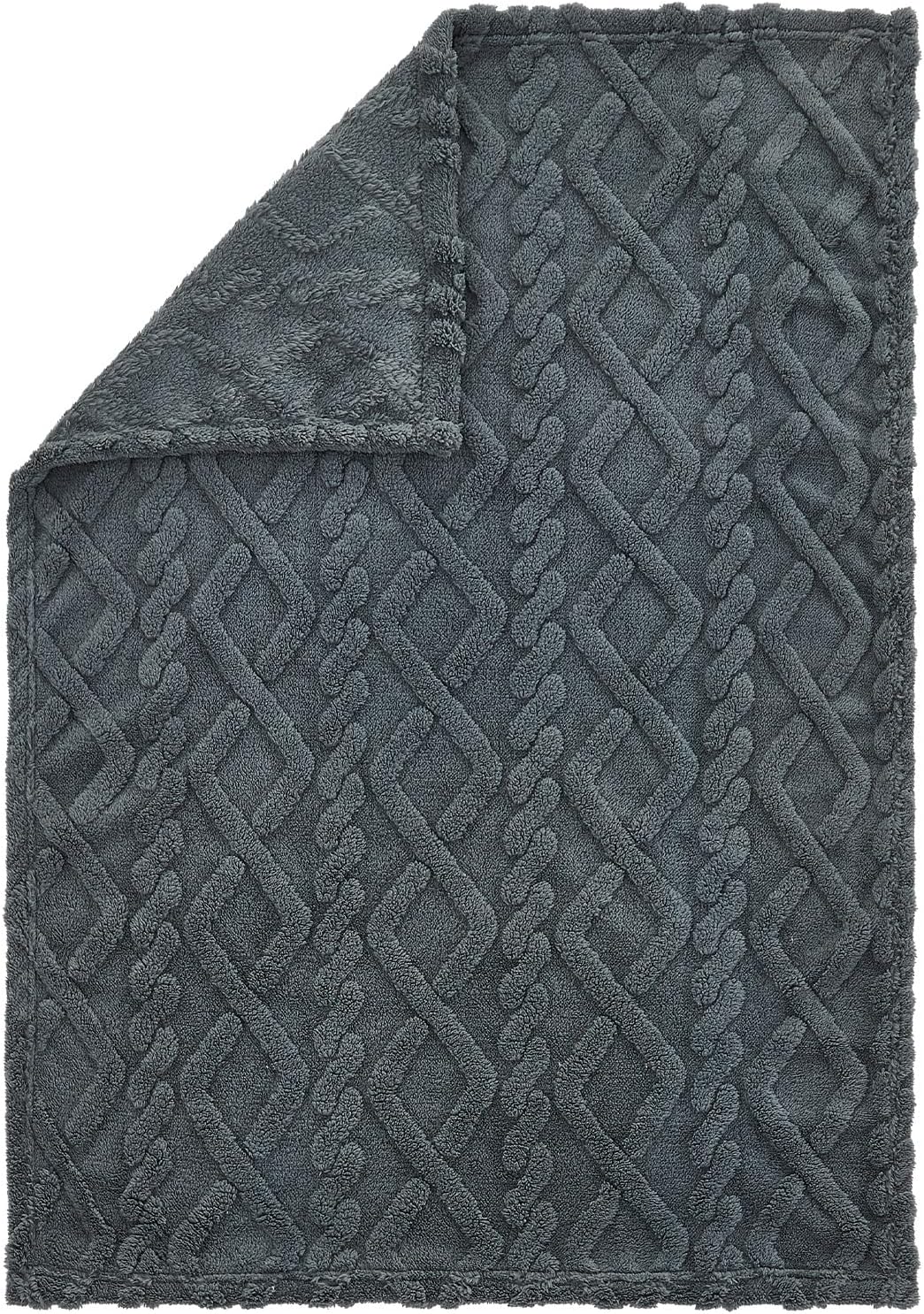 KMUSET Kids Blanket for Boys Girls 30 x 40 inches, Soft Cozy Fuzzy Swaddle 3D Jacquard Dark Grey Throw Blanket