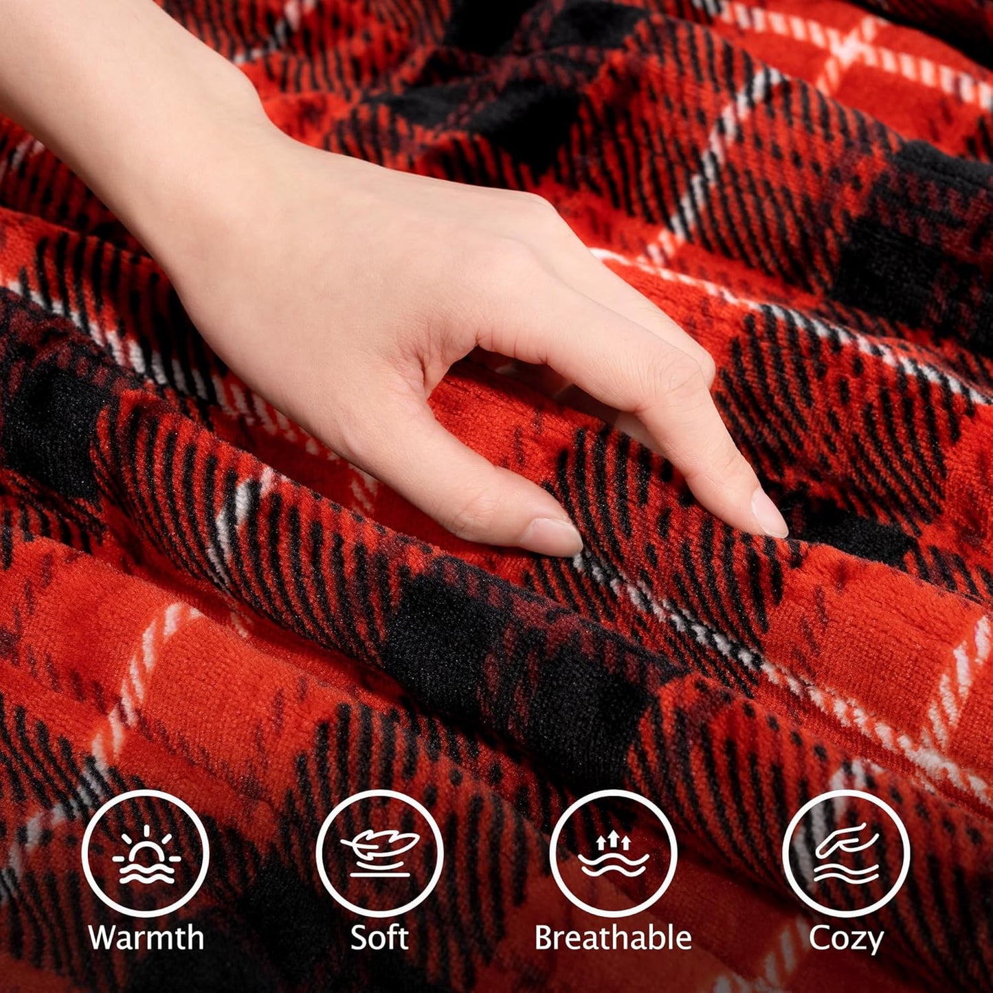 Red Christmas Electric Heated Blanket 50"x60", Fast Heated Throw with 8 Hours Auto Off/8 Heats Levels, Soft Plaid Sherpa with ETL Certification, Gifts for Adults Keep Warm in Home Office