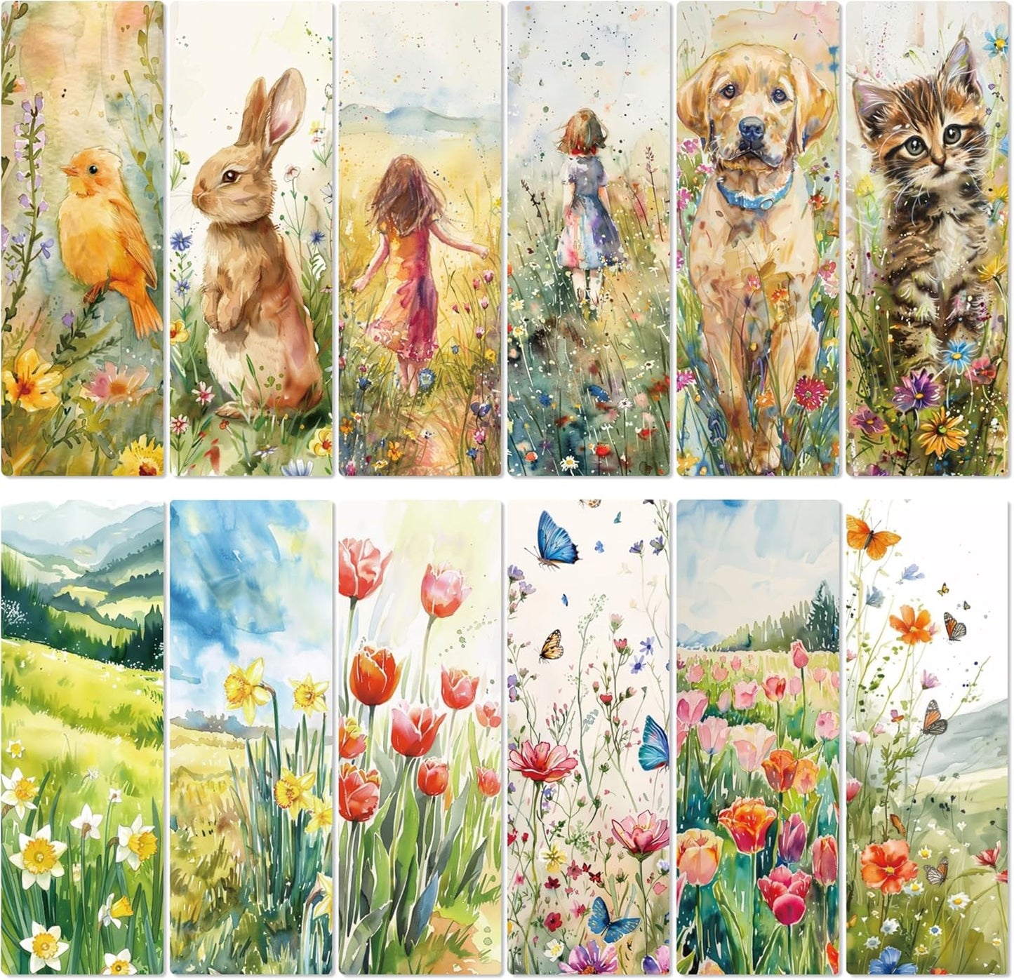 Vintage Flower Bookmark Gifts - 120 Pcs Cute Cats Dogs Paper Bookmarks Bulk for Women Book Lovers Nature Animals Page Marks School Reading Accessories Bookish Gift for Birthday Graduation