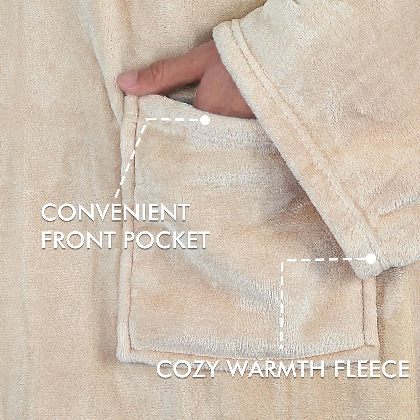 Tirrinia Wearable Blanket Adult, Sunggle Blanket With Sleeves, Reading Full Blanket, Cozy TV Blanket, Gift Idea for Women Men Mom, Latte