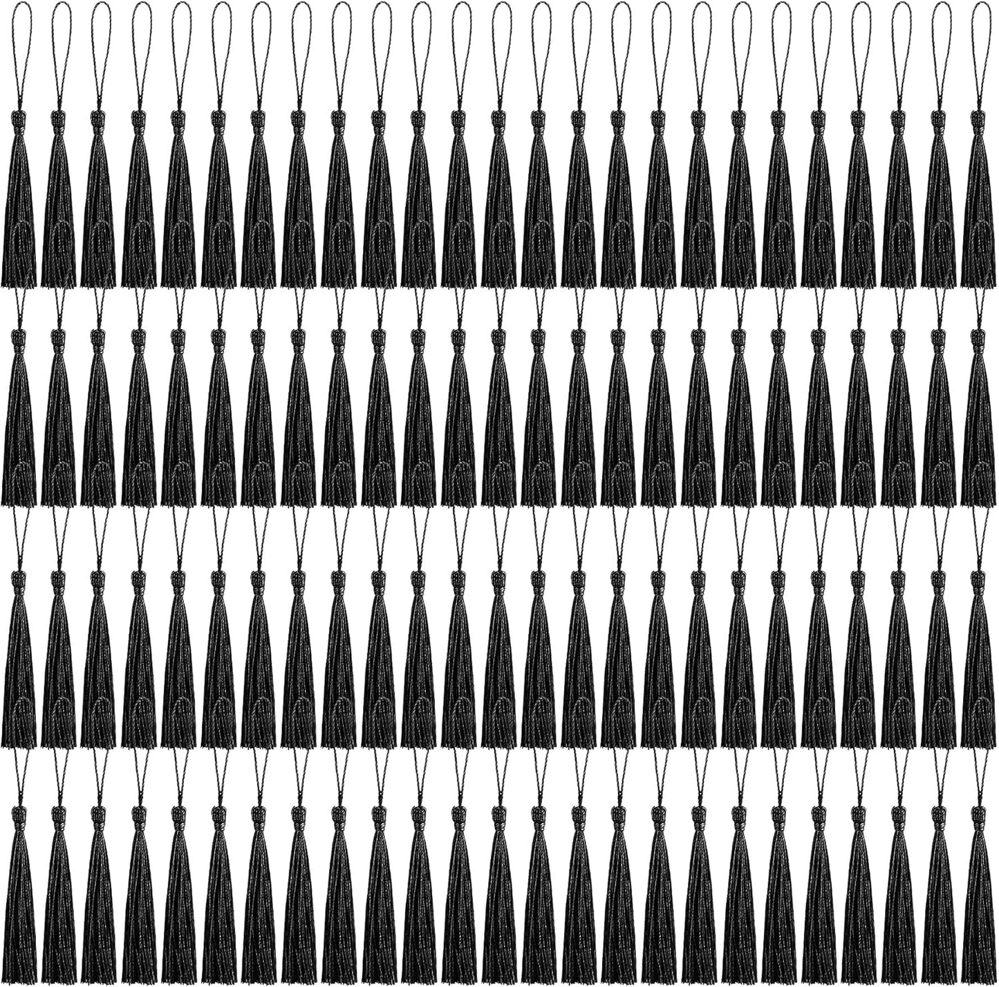 100 Pcs Bookmark Tassels for Crafts Keychain Graduation - Book Marks with Mini Tassels for Jewelry Making and Graduation Celebrations (Black)