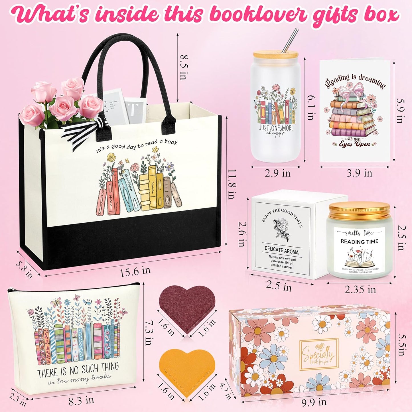 JoycuFF Book Lovers Gifts, Book Accessories Bookish Christmas Gifts for Books Lovers Women, Librarian Club Gift for Readers Bookworms