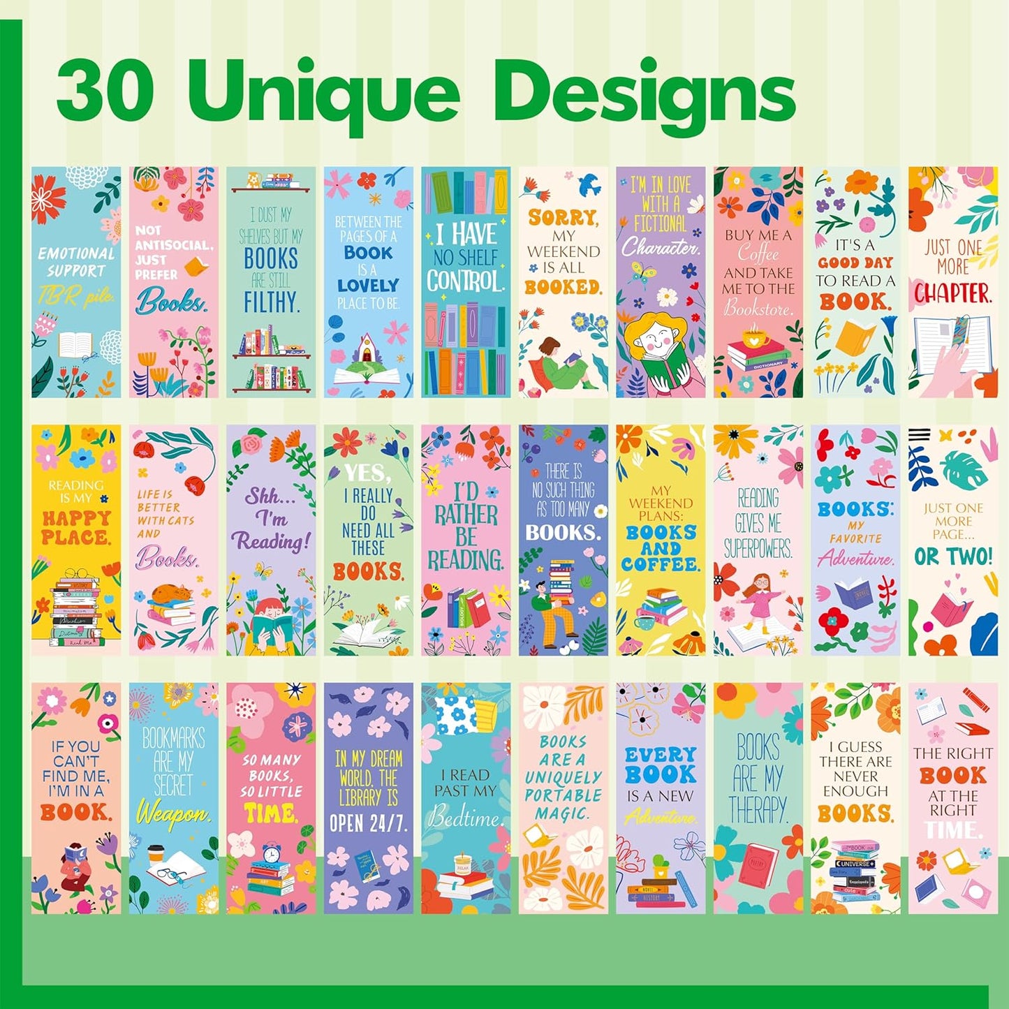 120 PCS Book Lover Bookmarks, 30 Unique Designs Double-Sided Read Accessories Page Markers Reading Bookmarks for Women, Men, Kids, Adults, Students, Book Lovers All Ages