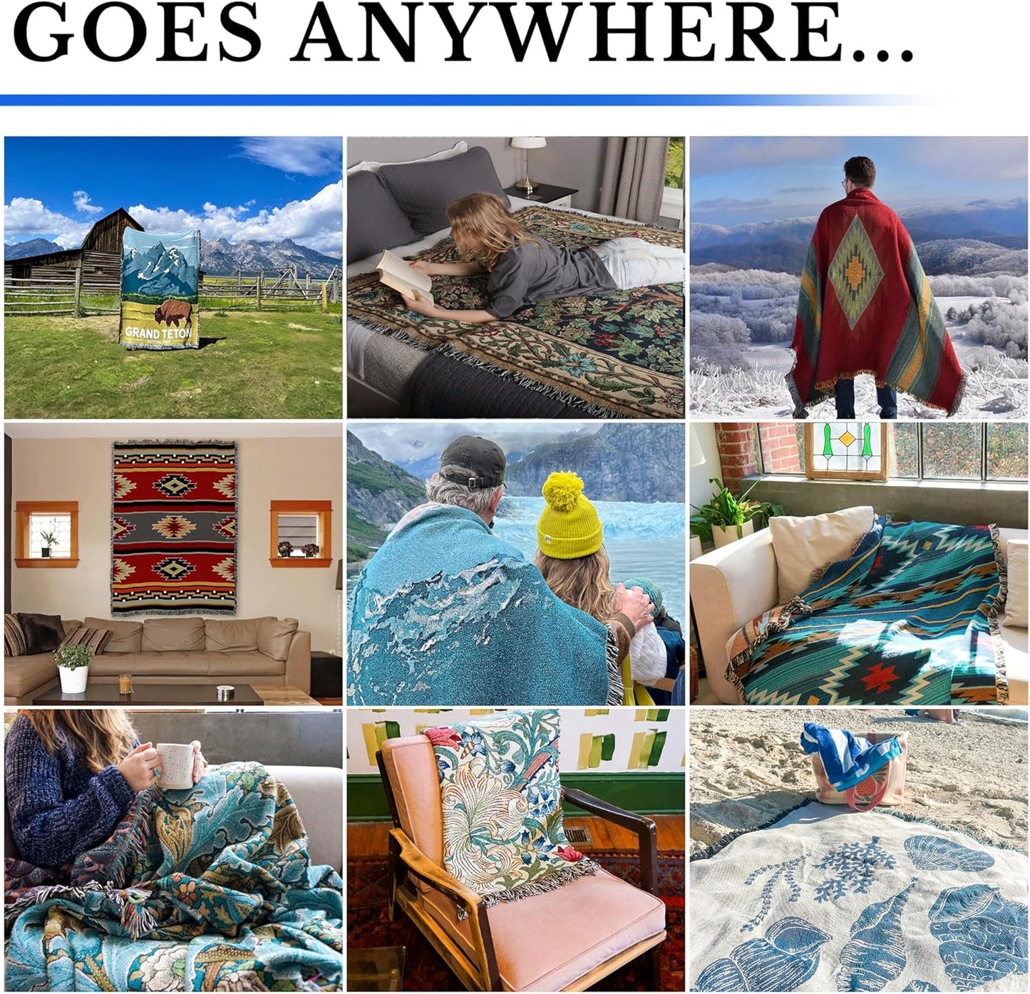 Pure Country Weavers Kaibab Blanket - Southwest Native American Inspired - Gift Tapestry Throw Woven from Cotton - Made in The USA (72x54)